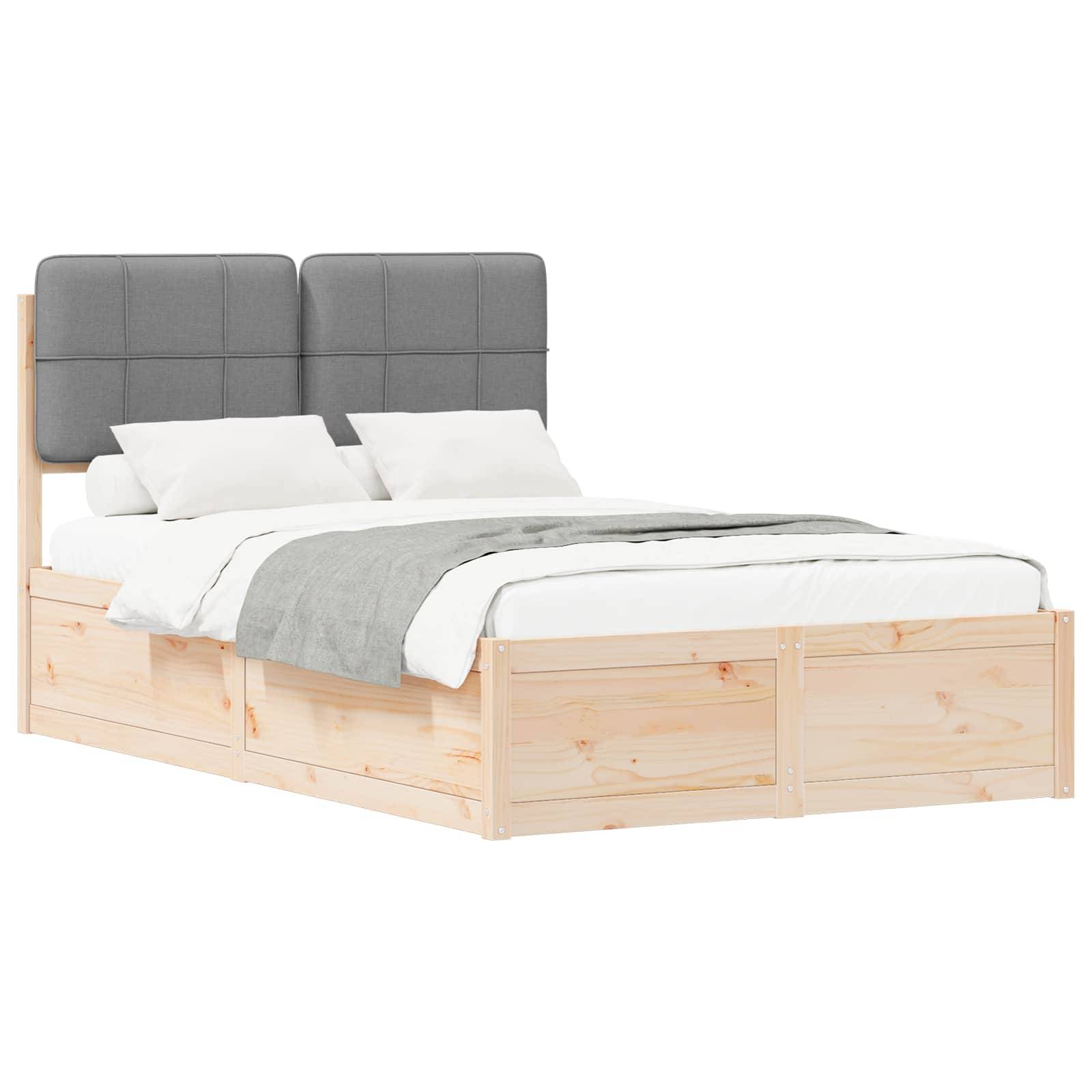 vidaXL Bettgestell mit gepolstertem Kopfteil Hellgrau 120 x 190 cm