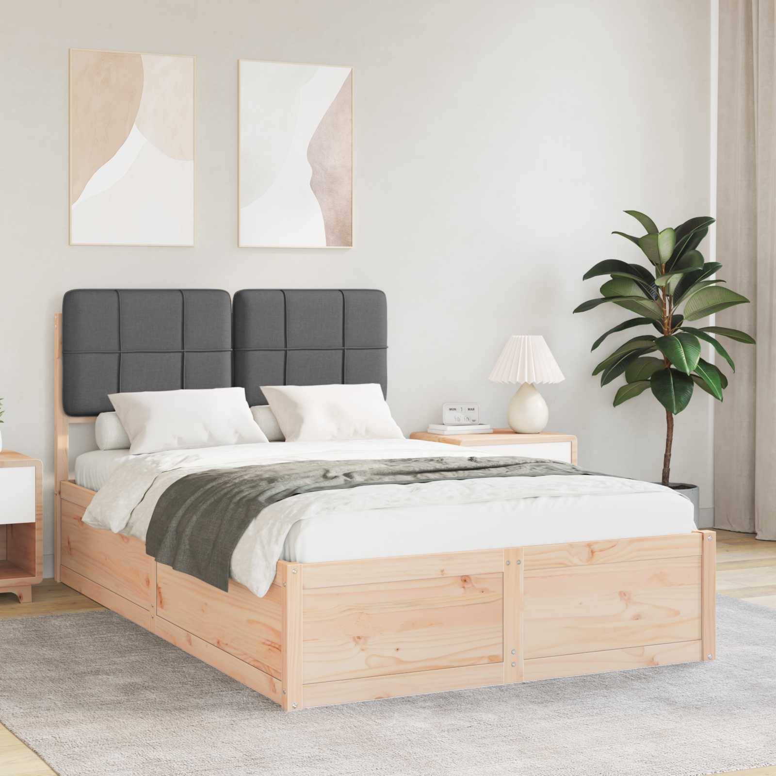vidaXL Bettgestell mit gepolstertem Kopfteil Dunkelgrau 120 x 200 cm