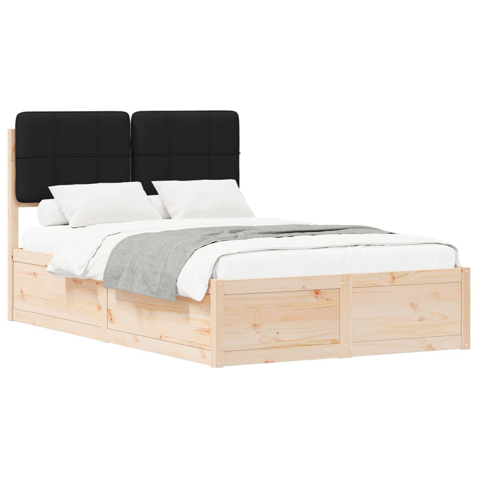 vidaXL Bettgestell mit gepolstertem Kopfteil Schwarz 120 x 200 cm