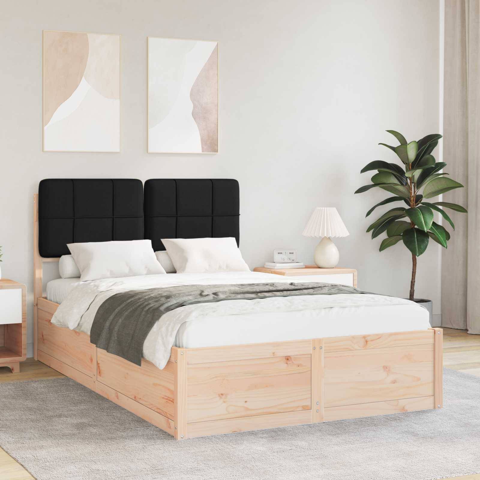 vidaXL Bettgestell mit gepolstertem Kopfteil Schwarz 120 x 190 cm