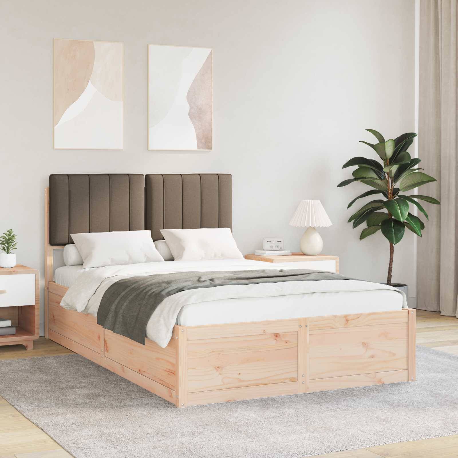 vidaXL Bettgestell mit gepolstertem Kopfteil Taupe 120 x 200 cm
