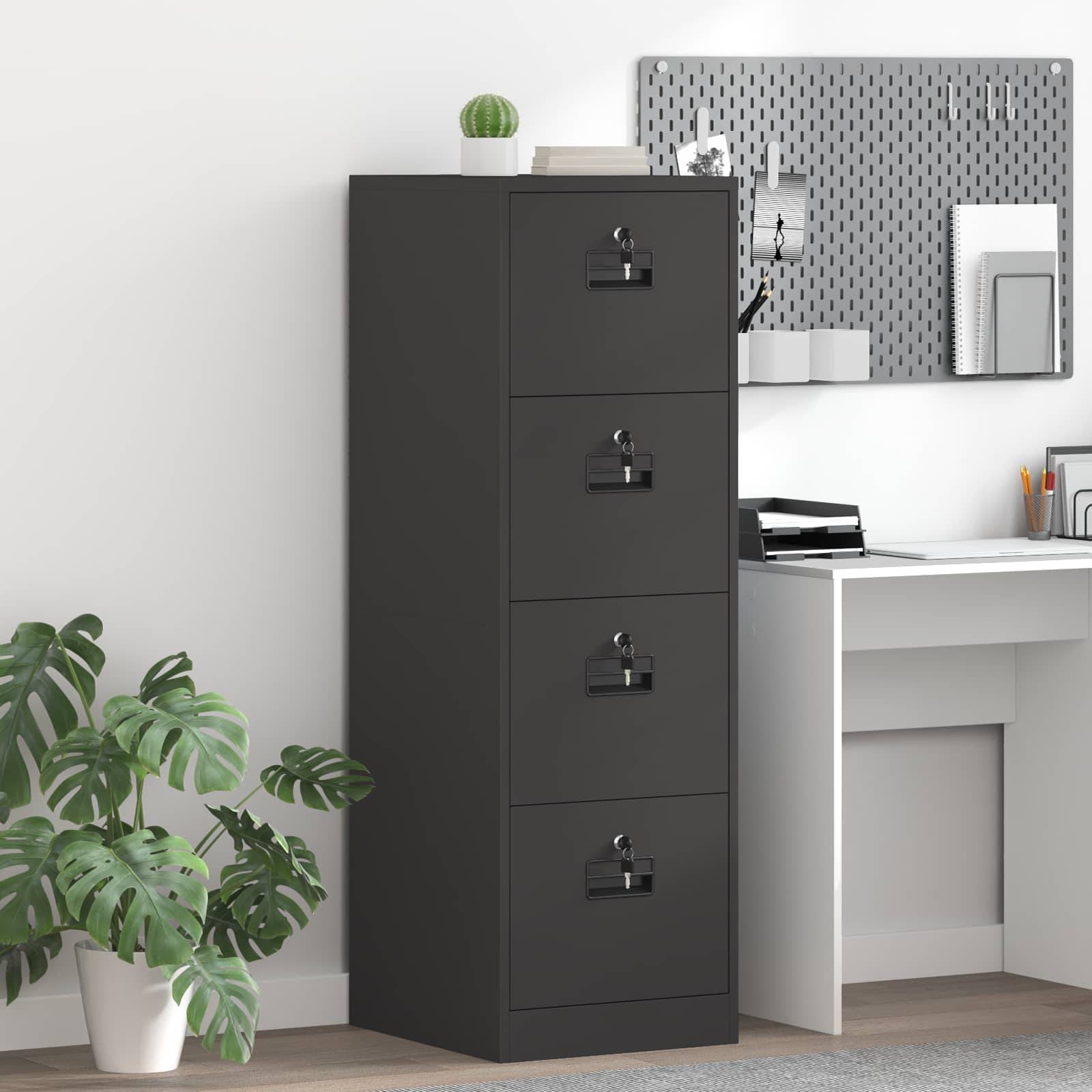 vidaXL Aktenschrank 2 pcs Schwarz 44 x 50 x 139 cm Kaltgewalzter Stahl