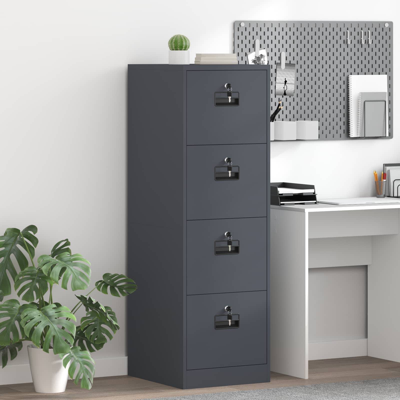 vidaXL Aktenschrank mit Schubladen 2 pcs Anthrazit 44 x 50 x 139 cm