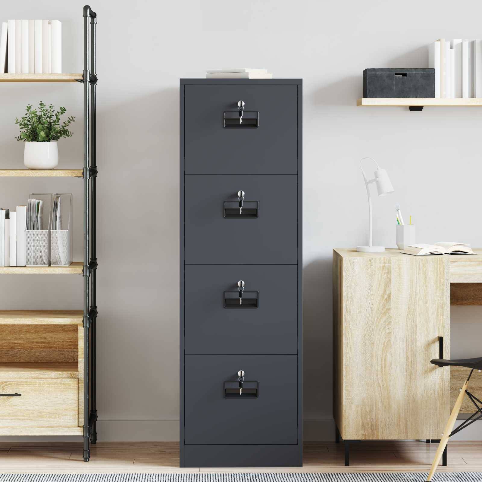 vidaXL Aktenschrank mit Schubladen 2 pcs Anthrazit 44 x 50 x 139 cm