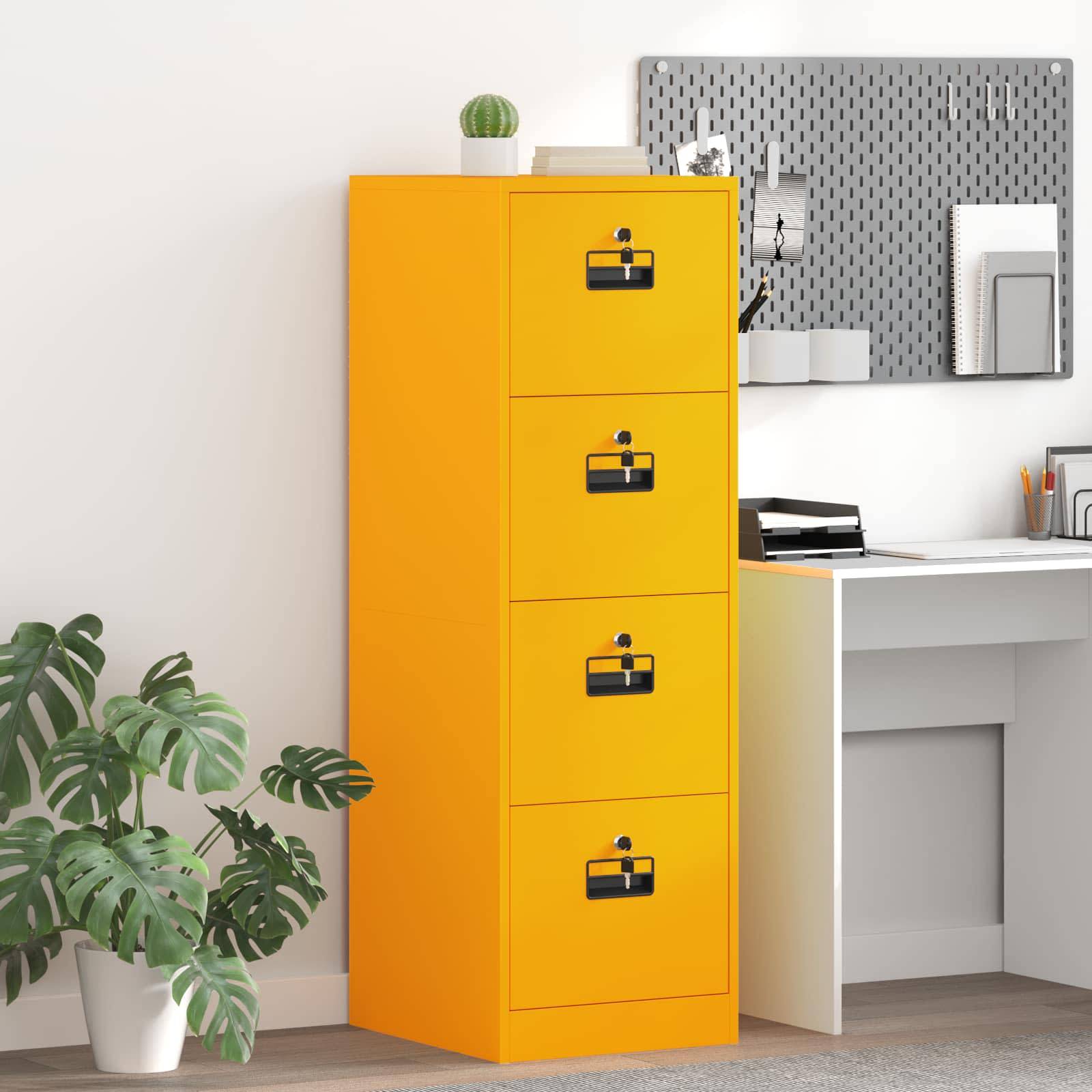 vidaXL Aktenschrank mit Schubladen 2 pcs Senfgelb 44 x 50 x 139 cm