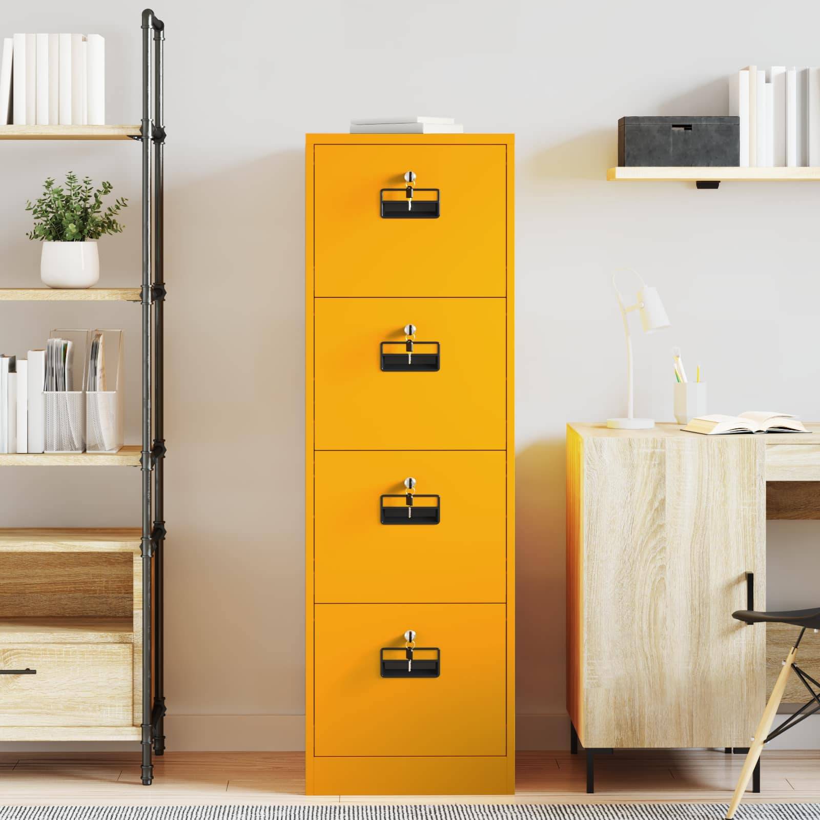 vidaXL Aktenschrank mit Schubladen 2 pcs Senfgelb 44 x 50 x 139 cm