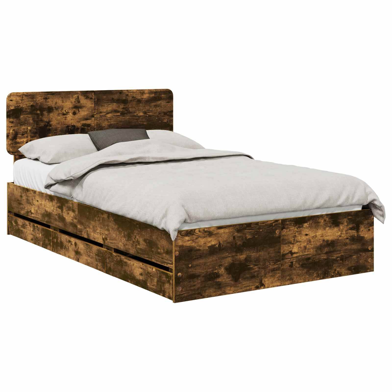 vidaXL Bettrahmen Geräucherte Eiche 120 x 190 cm Holzwerkstoff