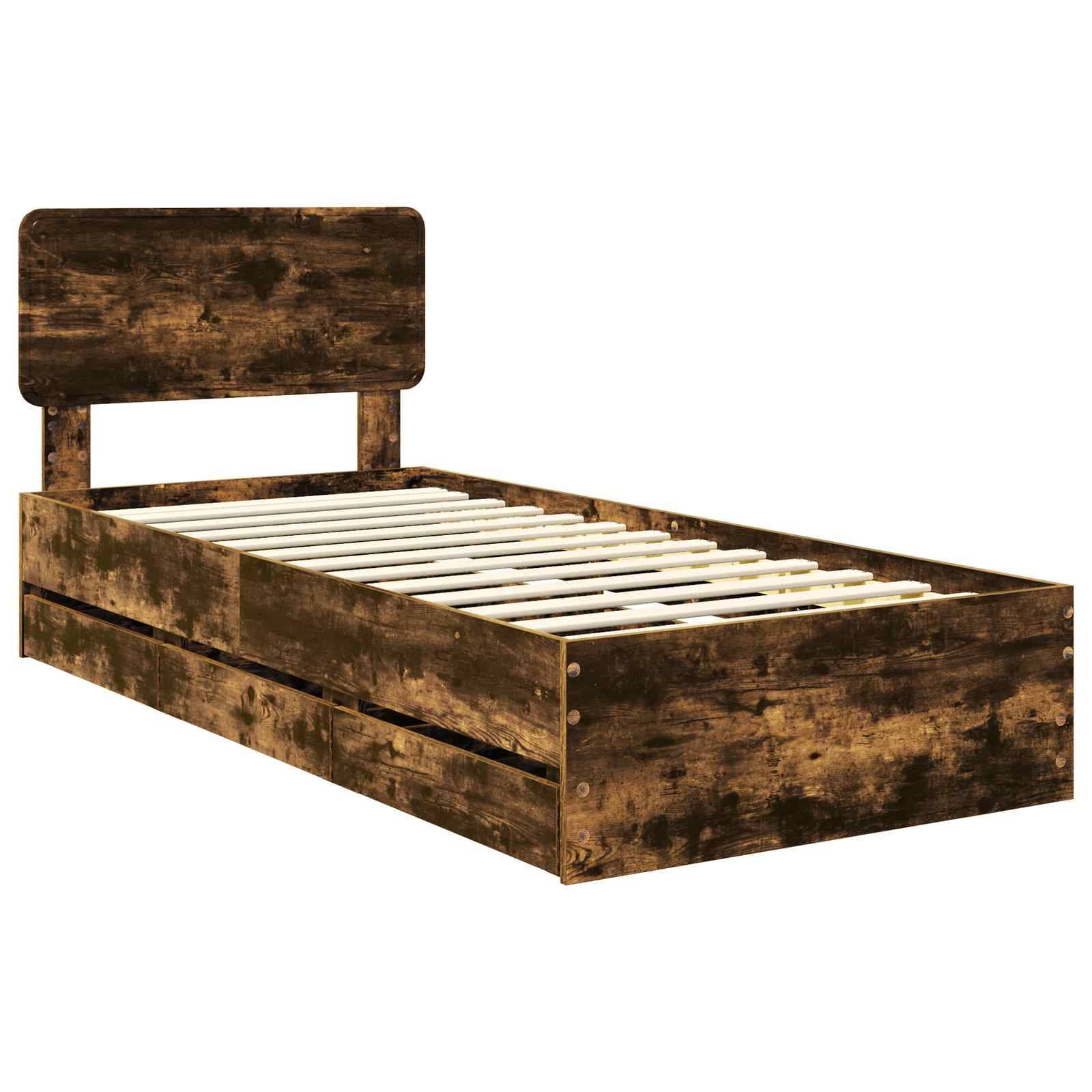 vidaXL Bettrahmen Geräucherte Eiche 100 x 200 cm Holzwerkstoff