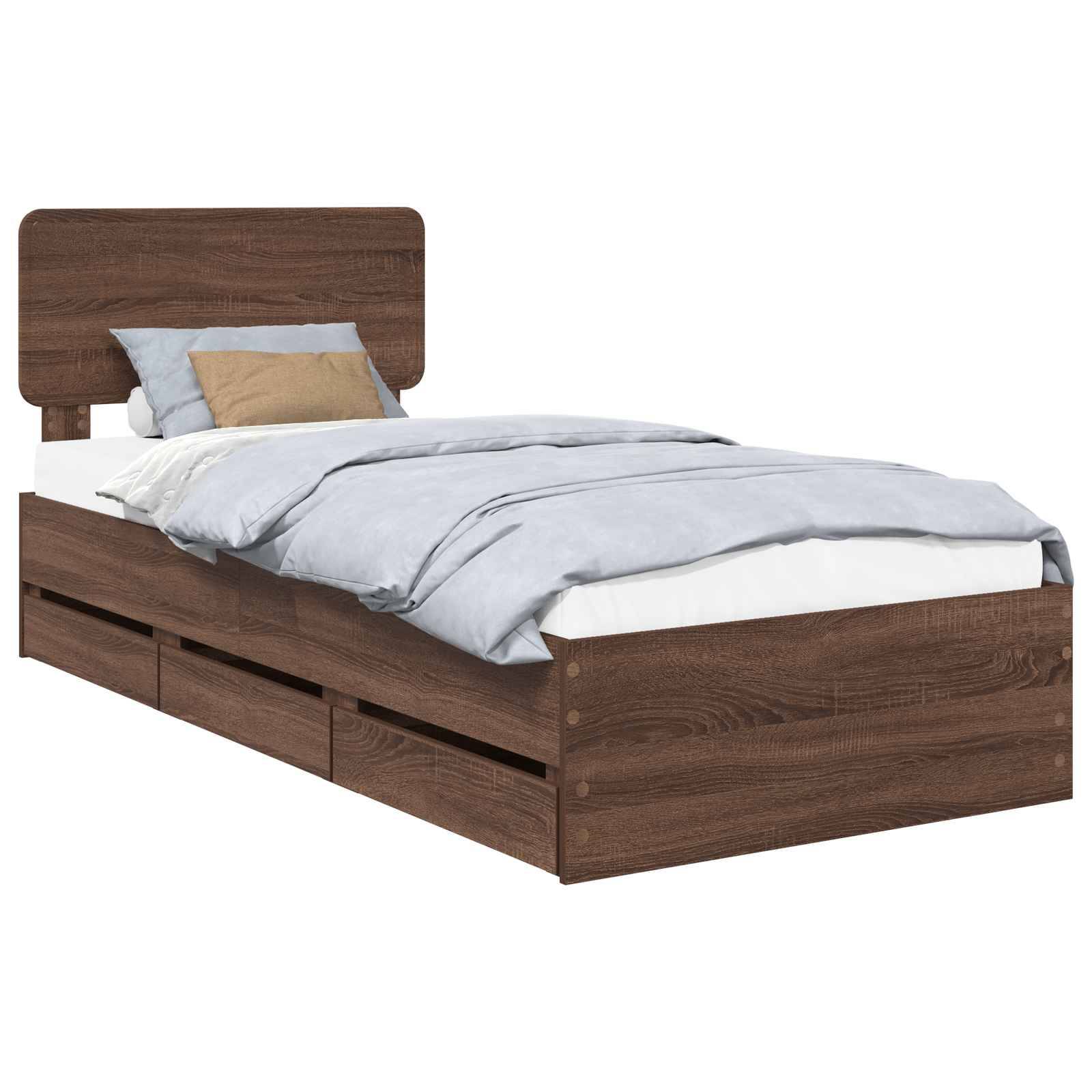 vidaXL Bettrahmen Braun Eichen-Optik 75 x 190 cm Holzwerkstoff