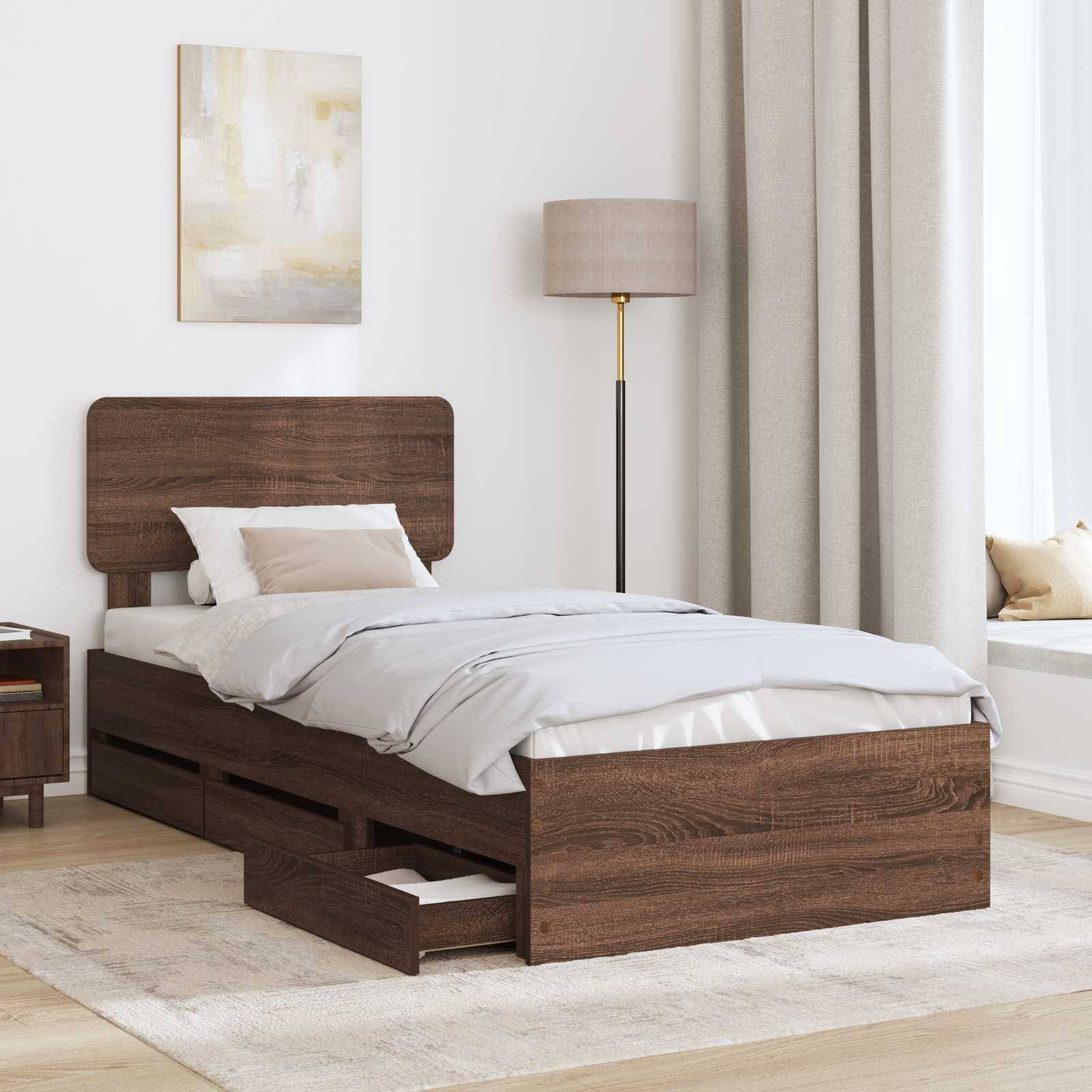 vidaXL Bettrahmen Braun Eichen-Optik 75 x 190 cm Holzwerkstoff
