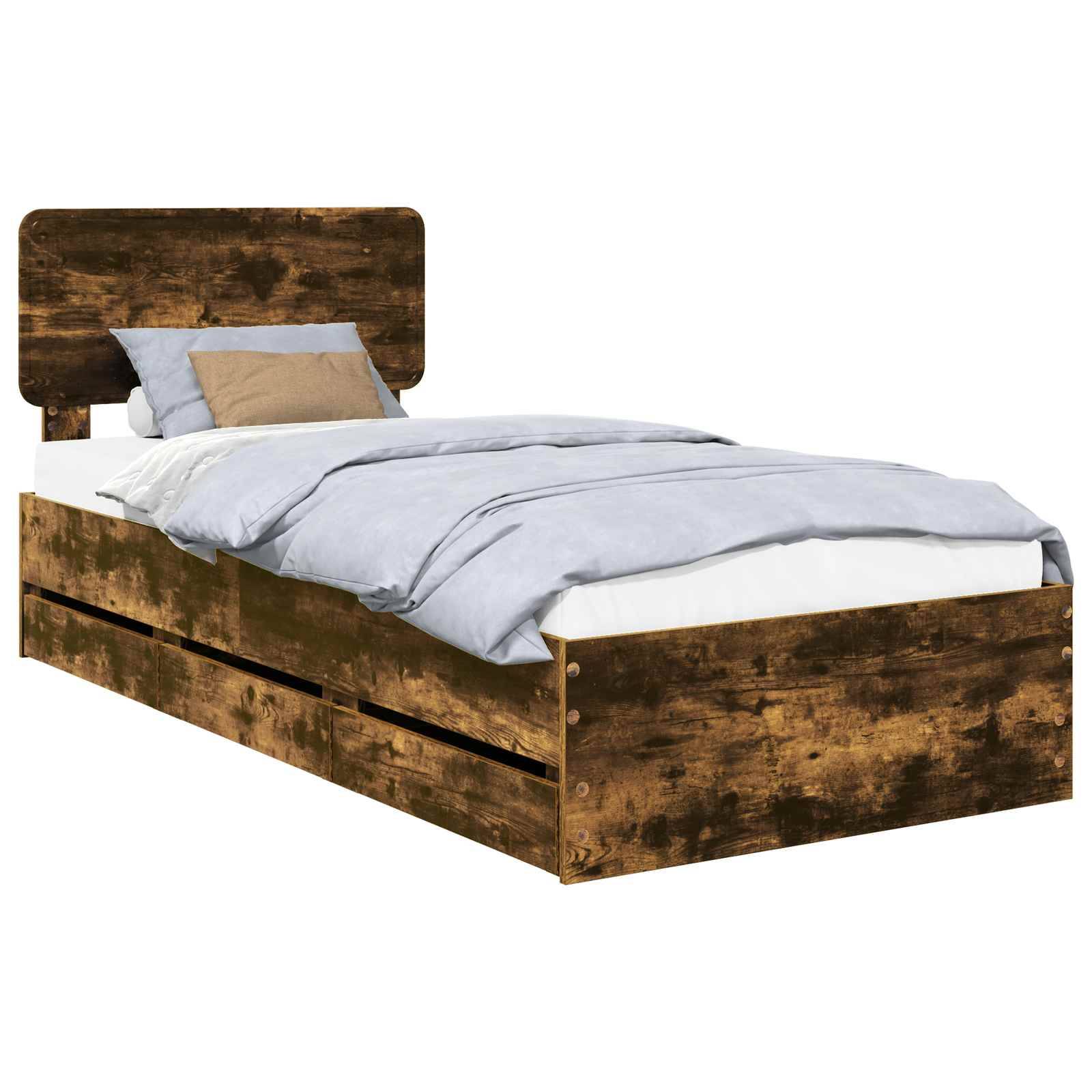 vidaXL Bettrahmen Geräucherte Eiche 100 x 200 cm Holzwerkstoff