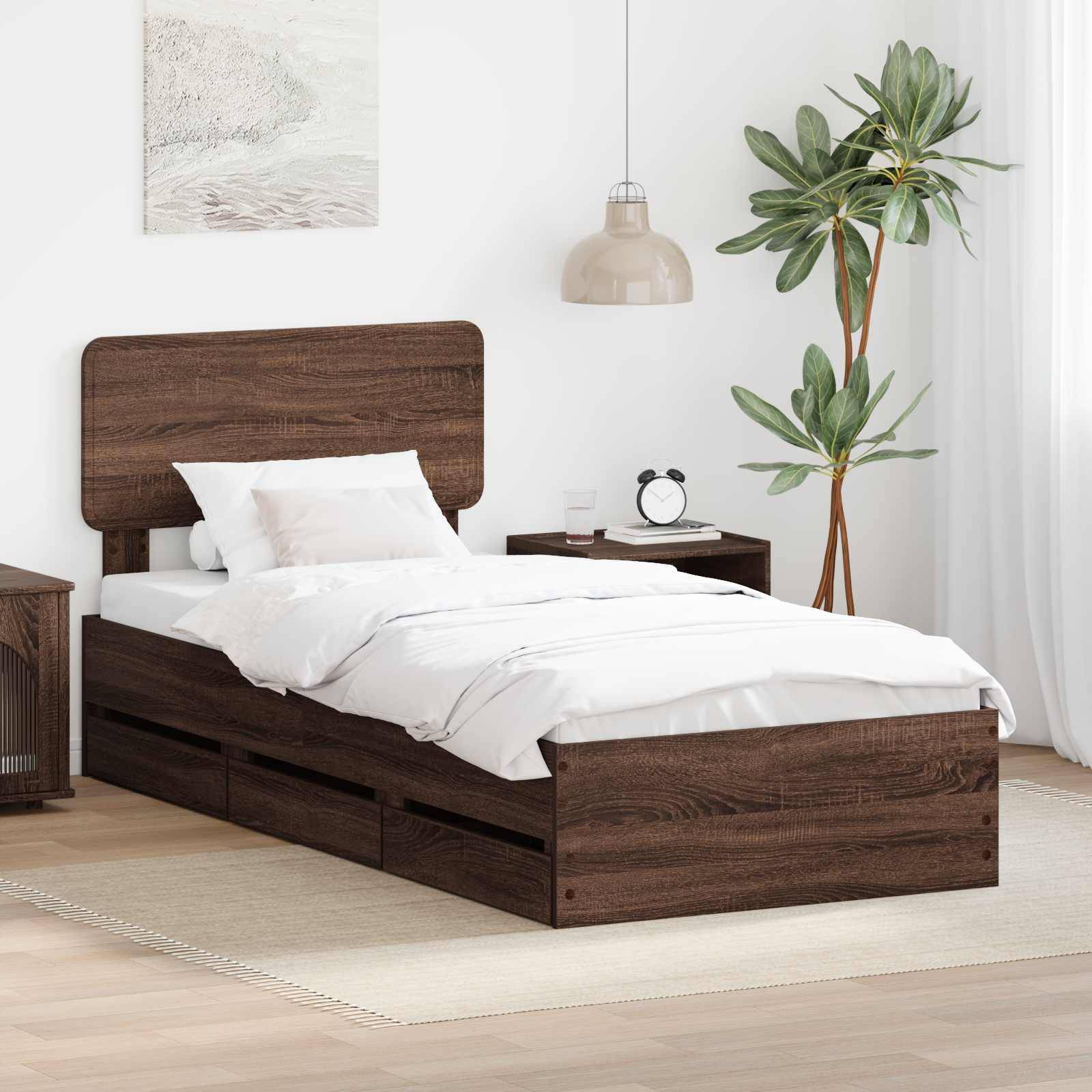vidaXL Bettrahmen Braun Eichen-Optik 75 x 190 cm Holzwerkstoff