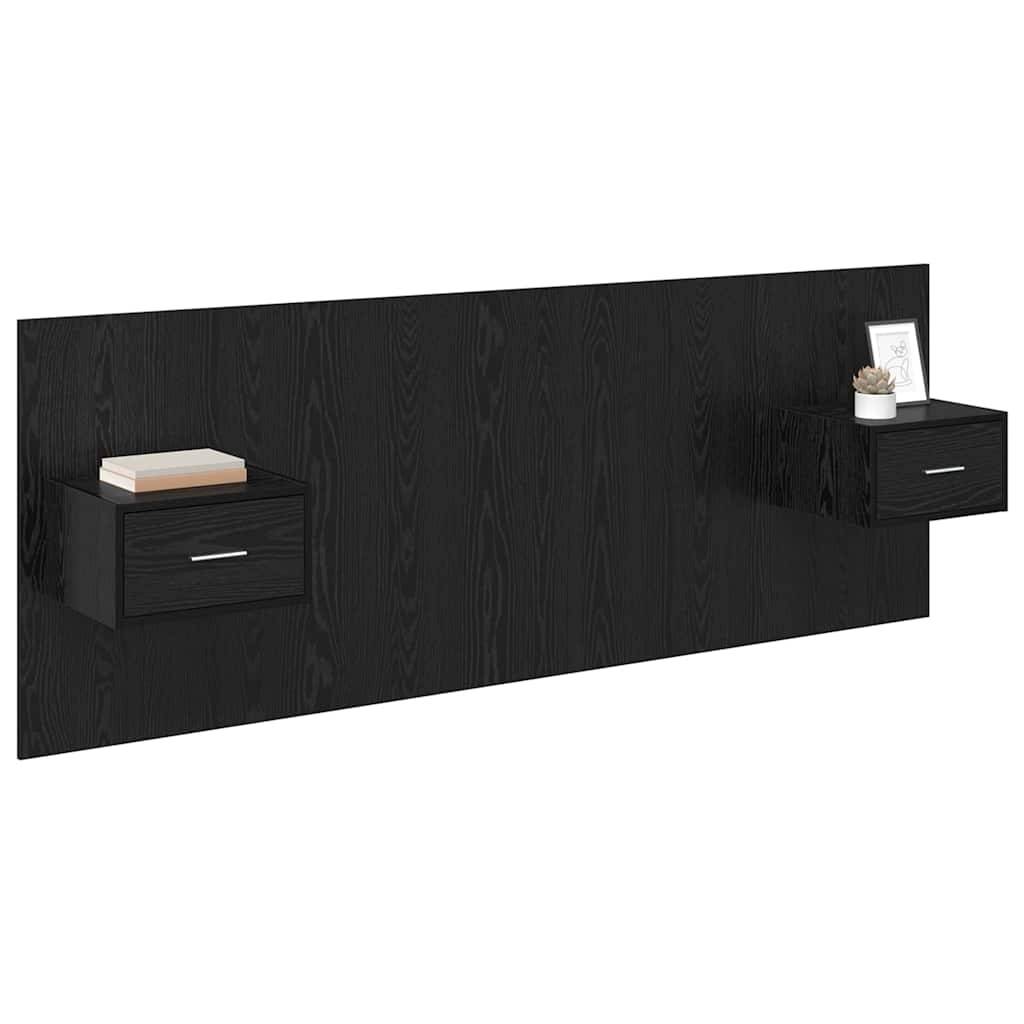 vidaXL Kopfteil mit Schrank 3 pcs Schwarz Eichen-Optik Holzwerkstoff