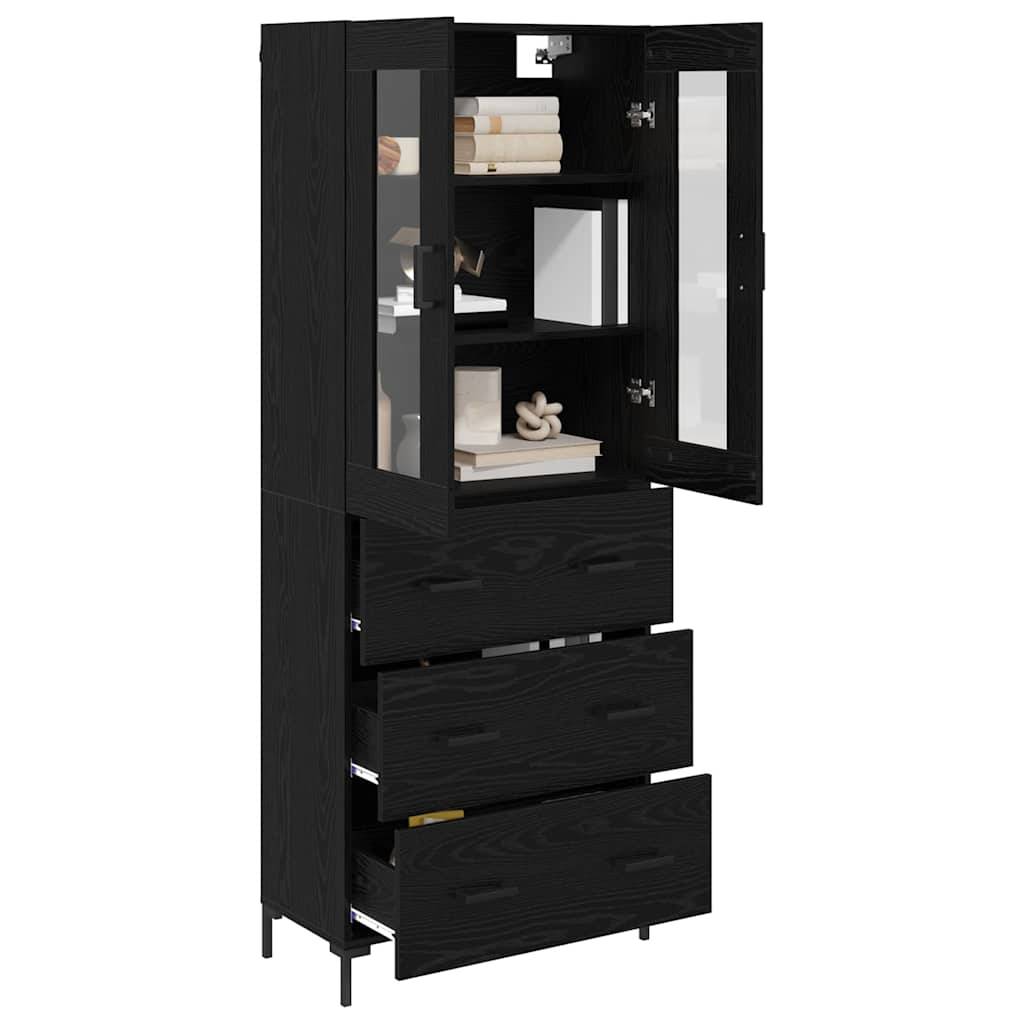 vidaXL Highboard 2 pcs Schwarz Eichen-Optik Holzwerkstoff