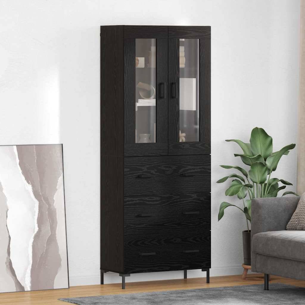 vidaXL Highboard 2 pcs Schwarz Eichen-Optik Holzwerkstoff
