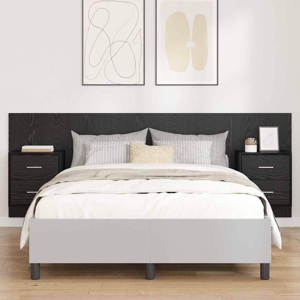vidaXL Kopfteil mit Schrank 3 pcs Schwarz Eichen-Optik Holzwerkstoff