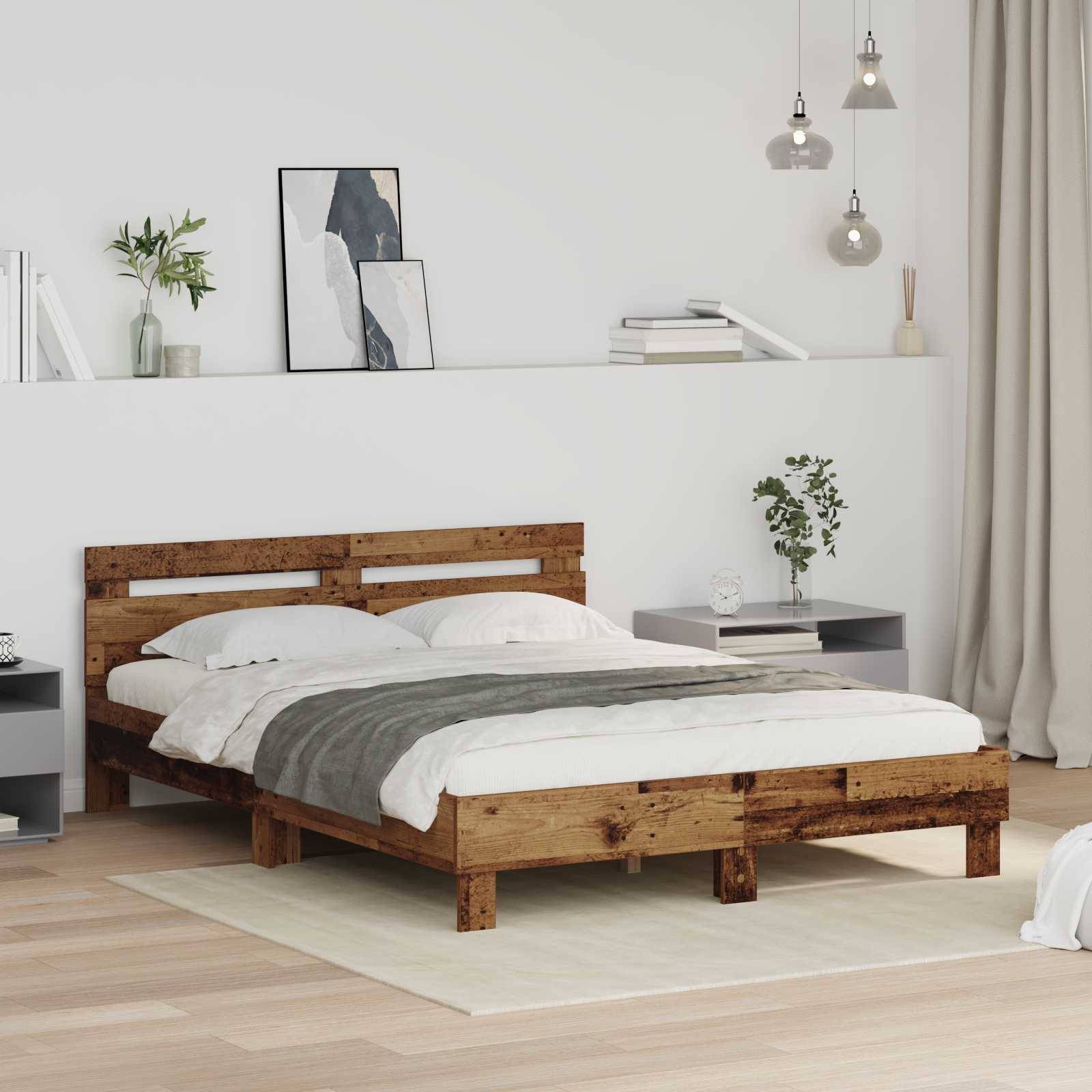 vidaXL Bettrahmen Altholz 120 x 200 cm Holzwerkstoff