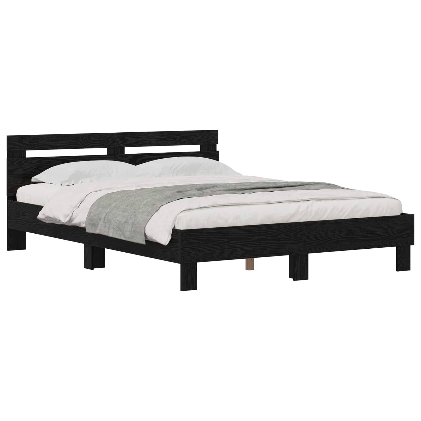 vidaXL Bettrahmen Schwarz Eichen-Optik 140 x 200 cm Holzwerkstoff