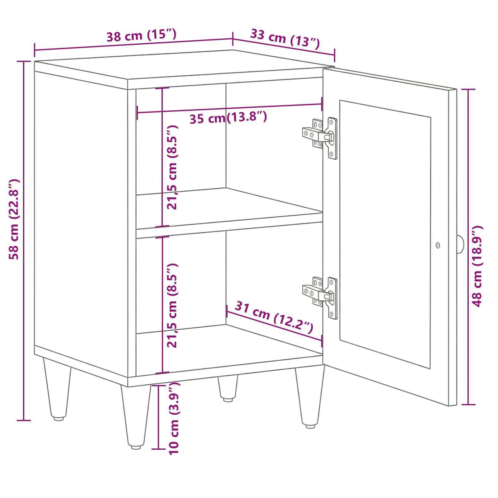 vidaXL Badezimmerschrank Natur 38 x 33 x 58 cm Massivholz Mango