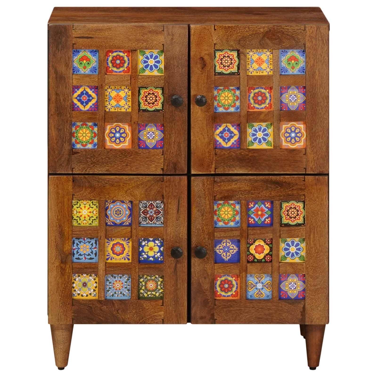 vidaXL Sideboard mit Speicher Walnuss 60 x 33 x 75 cm Massivholz Mango