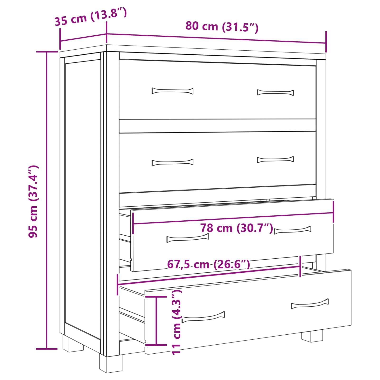 vidaXL Schrank mit Schubladen mit Speicher Braun Holzwerkstoff