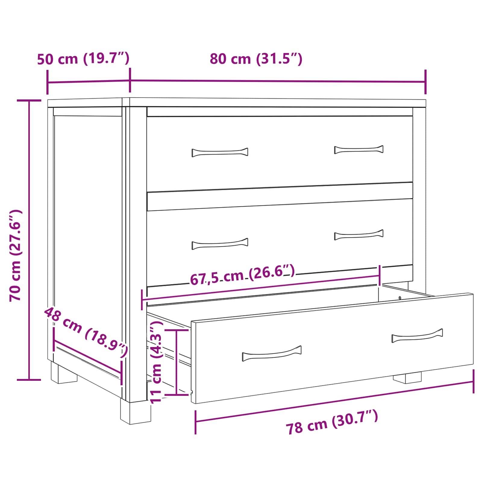 vidaXL Schrank mit Schubladen mit Speicher Braun Holzwerkstoff