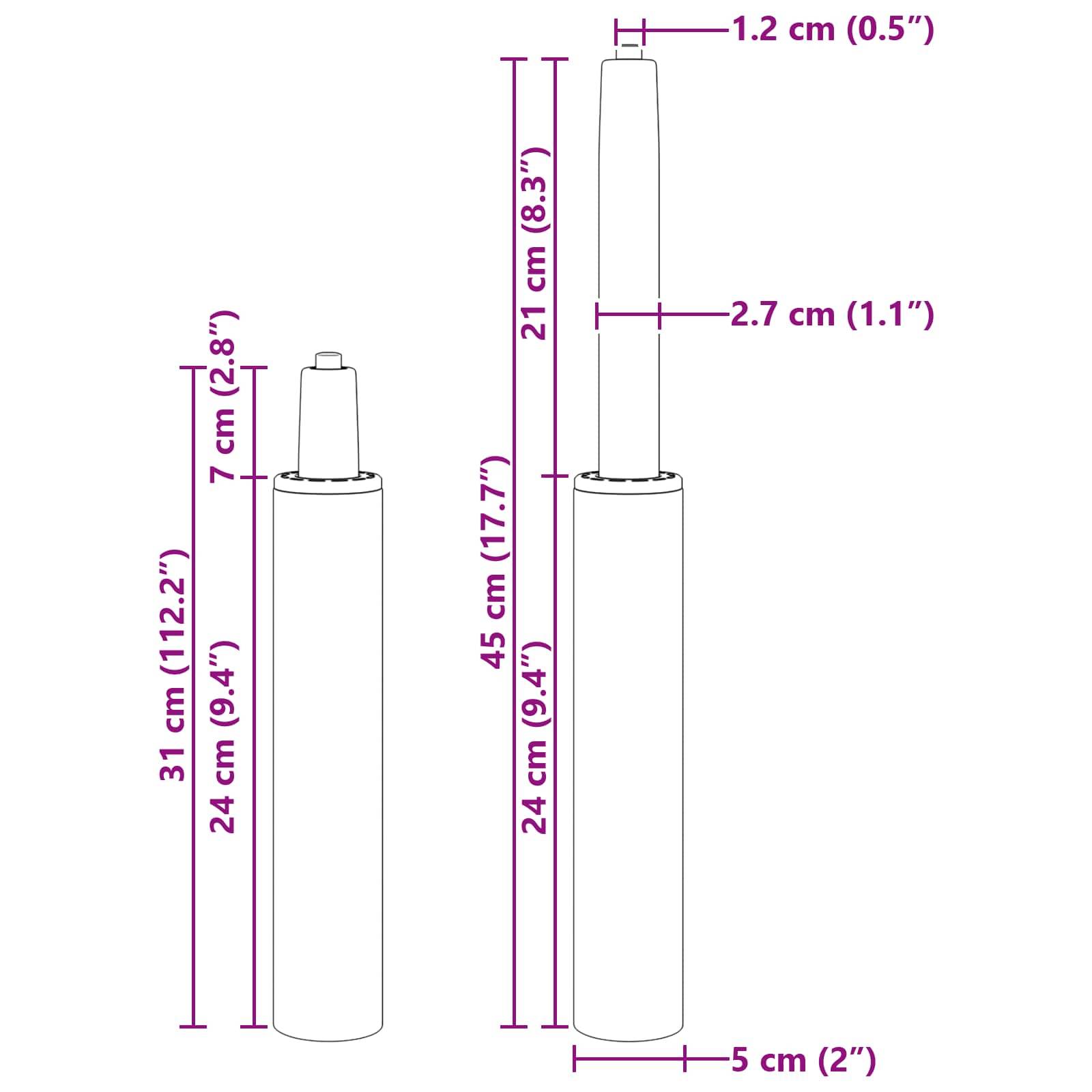 vidaXL Bürostuhl Gaszylinder Schwarz 307-447 mm Eisen