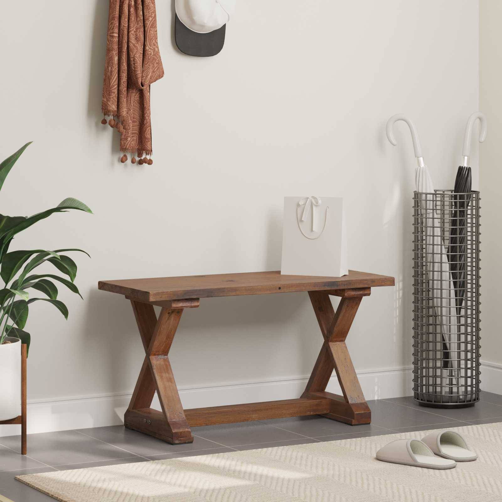 vidaXL Bank Natur 85 x 35 x 46 cm Massivholz Altholz