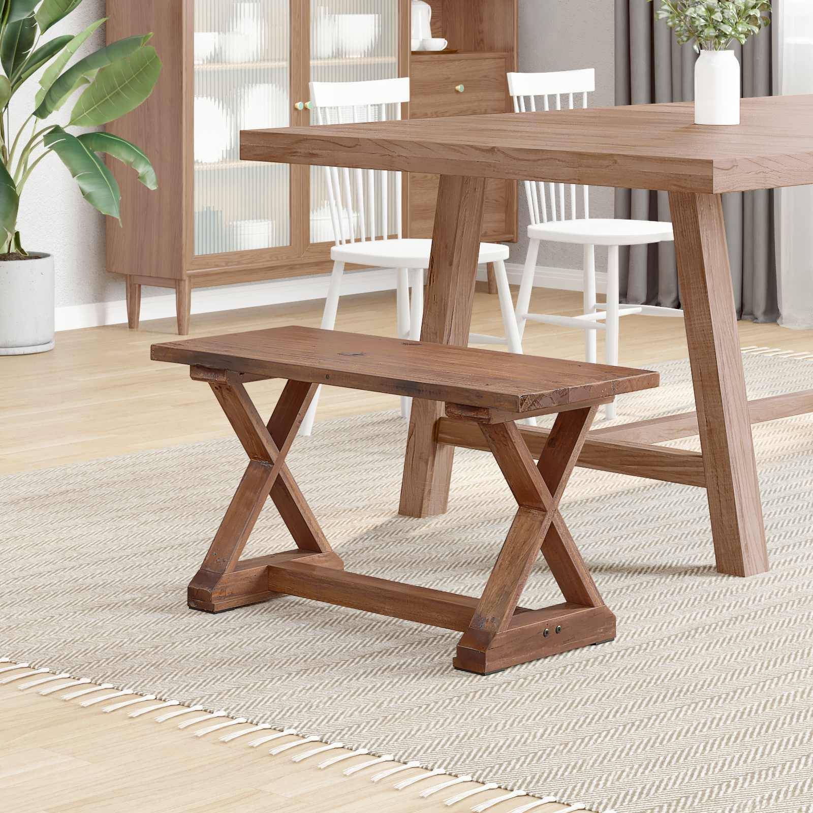 vidaXL Bank Natur 85 x 35 x 46 cm Massivholz Altholz