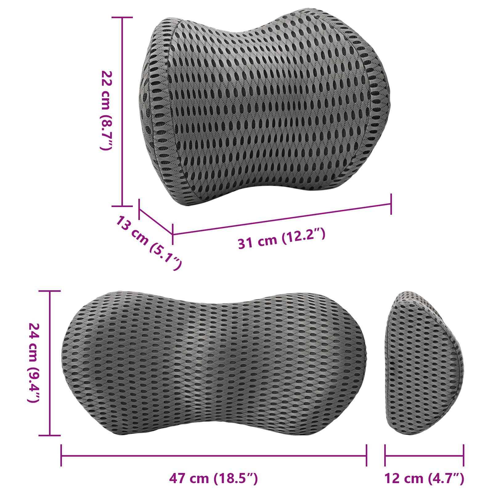 vidaXL Nackenkissen, Rückenkissen Grau Viscoschaum 47 x 24 x 12 cm