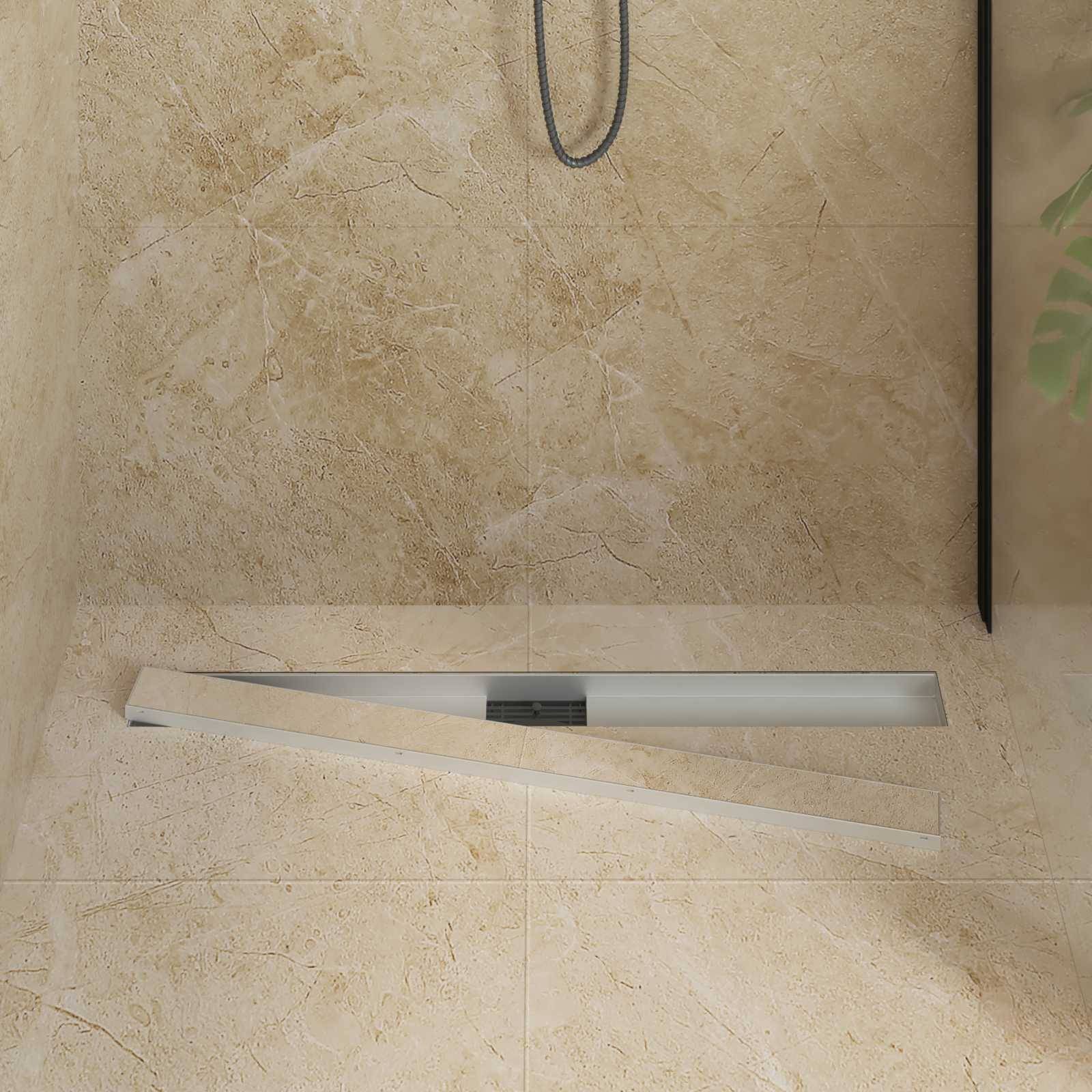 vidaXL 2 in 1 Duschabfluss Silber 90 cm Edelstahl 304