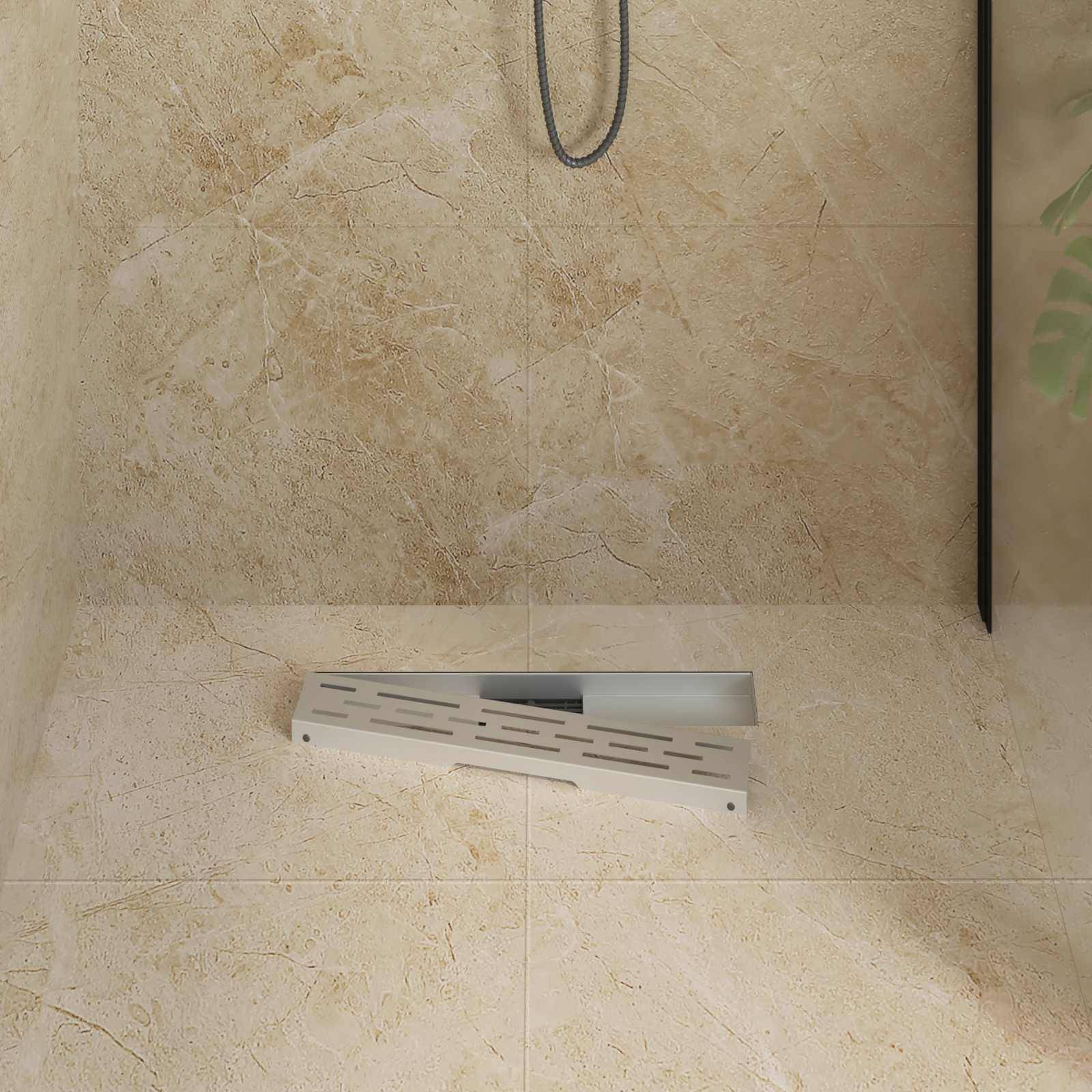 vidaXL Duschabfluss mit Liniendesign Silber 50 cm Edelstahl 304