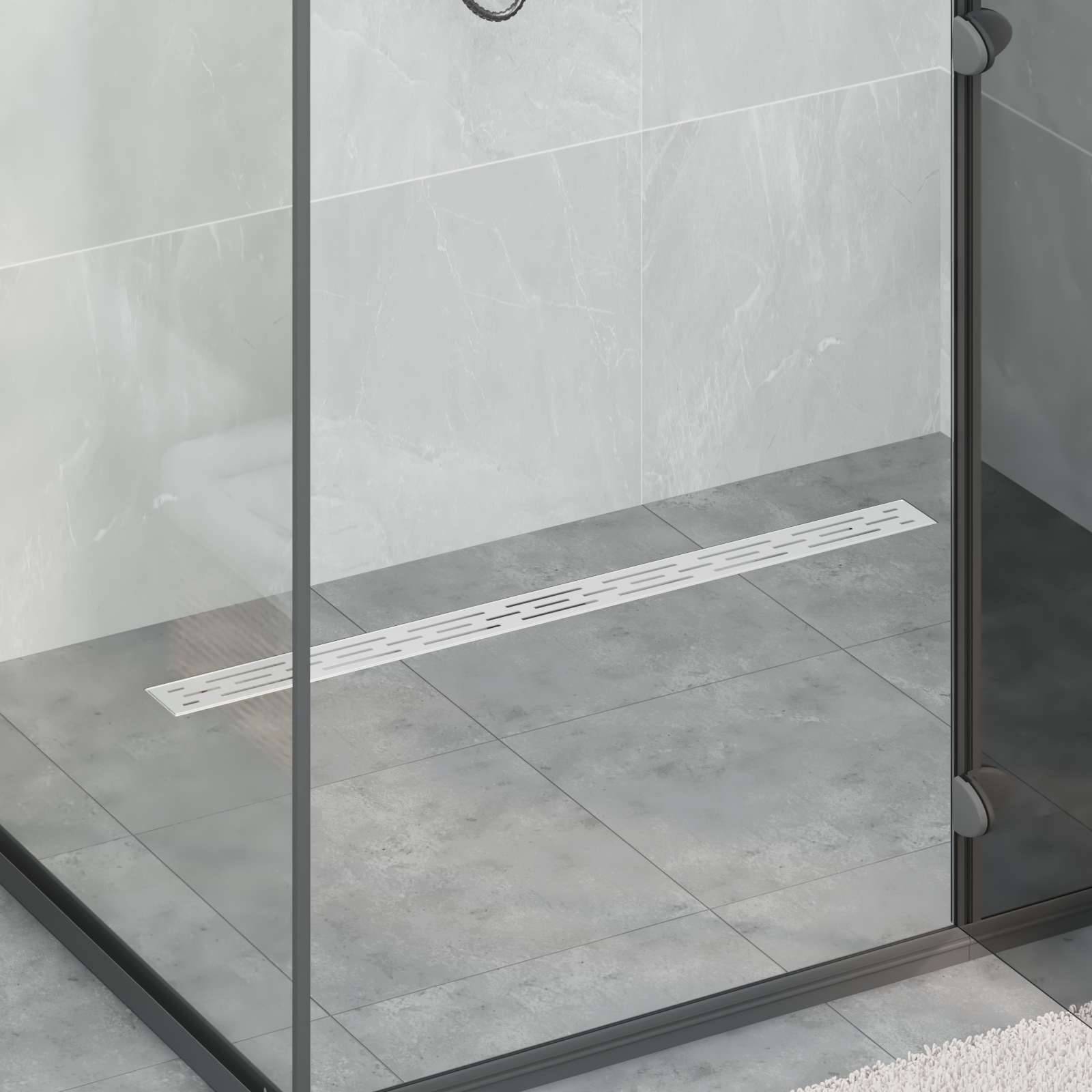 vidaXL Duschabfluss mit Liniendesign Silber 100 cm Edelstahl 304