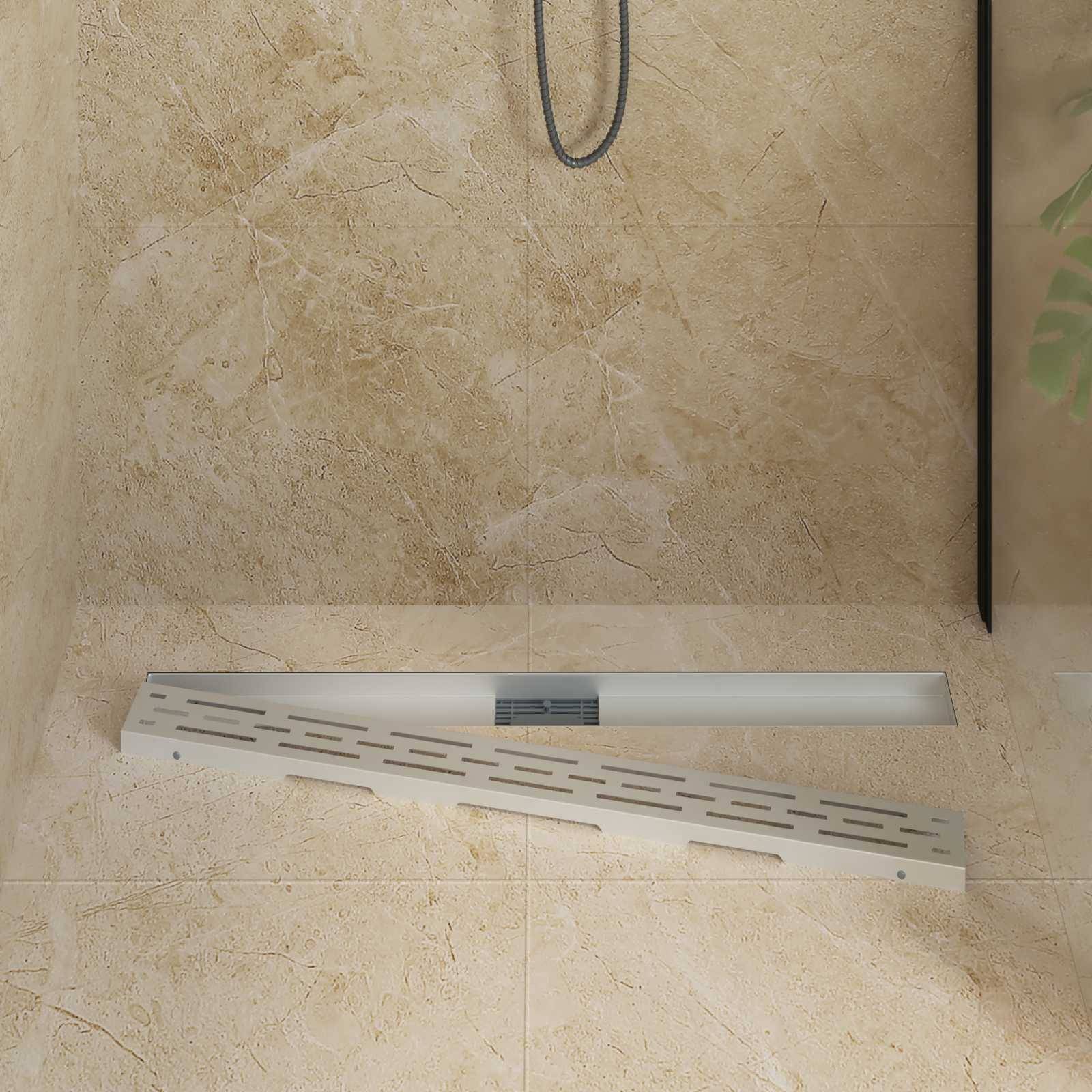 vidaXL Duschabfluss mit Liniendesign Silber 100 cm Edelstahl 304