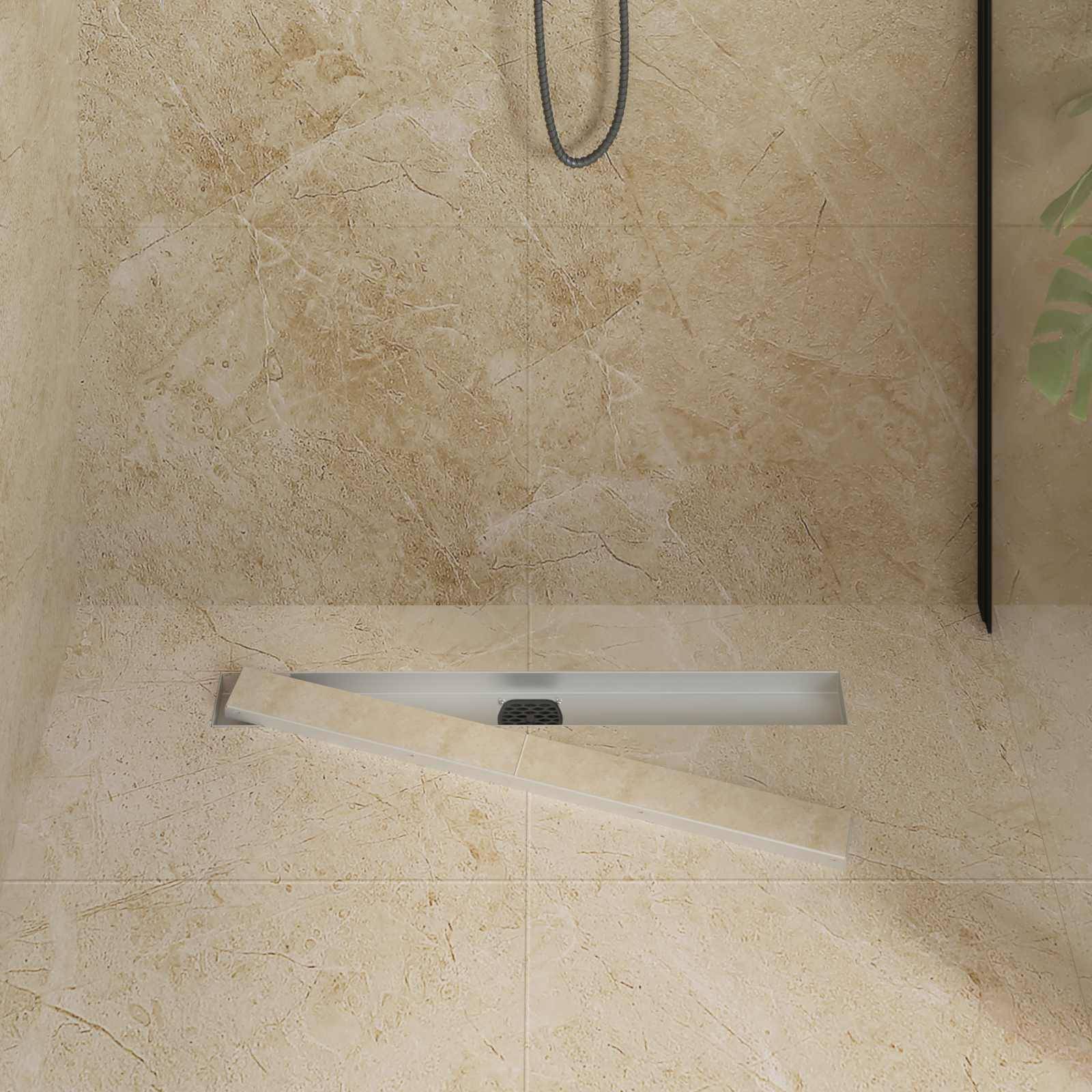 vidaXL Duschablauf 2-in-1 mit 360° Siphon Silber 70 cm Edelstahl 304