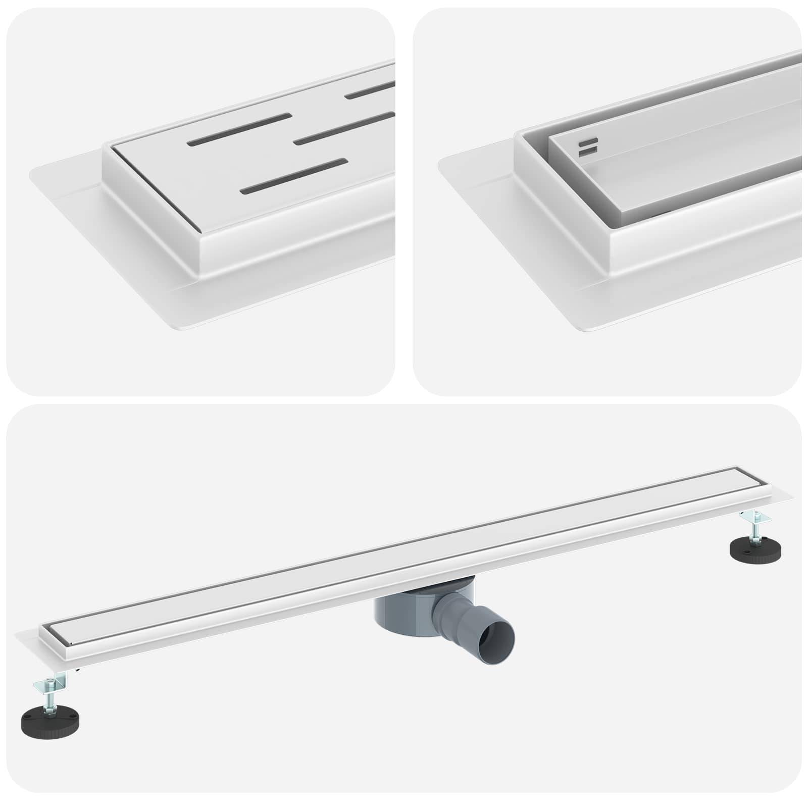 vidaXL Duschablauf 2-in-1 mit 360° Siphon Silber 90 cm Edelstahl 304