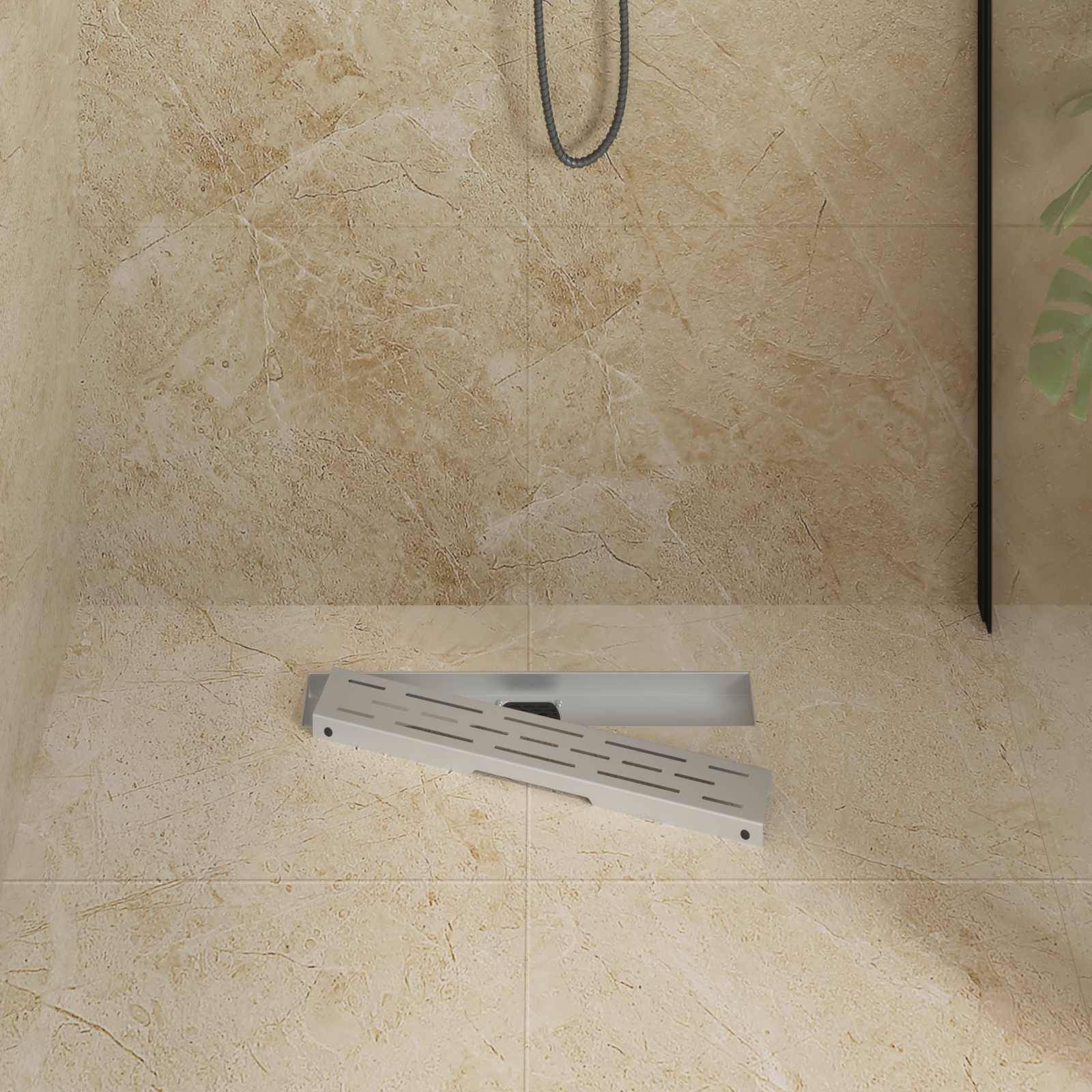 vidaXL Duschabfluss mit Glashülle und 360° Siphon Silber 50 cm