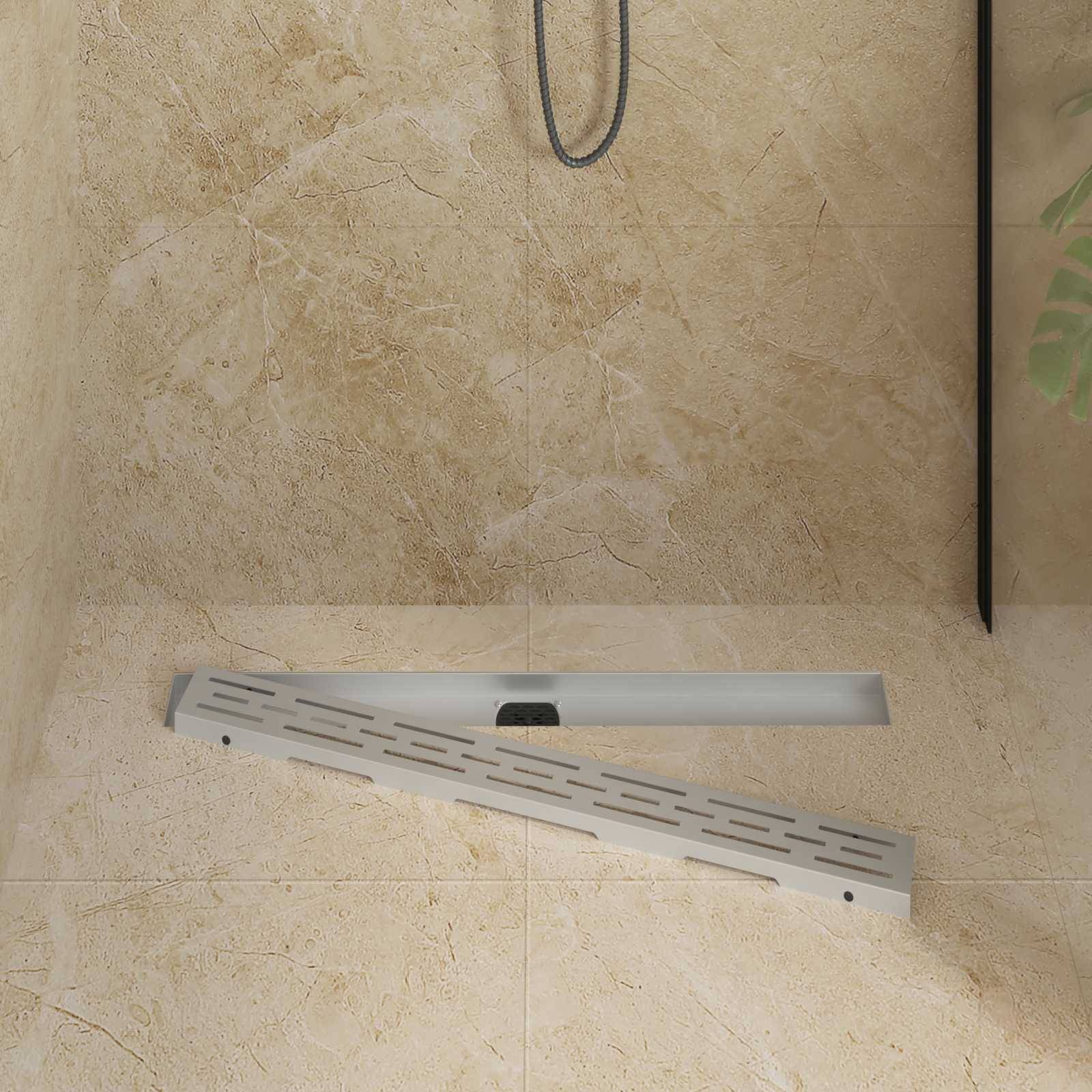 vidaXL Duschabfluss mit Glashülle und 360° Siphon Silber 80 cm