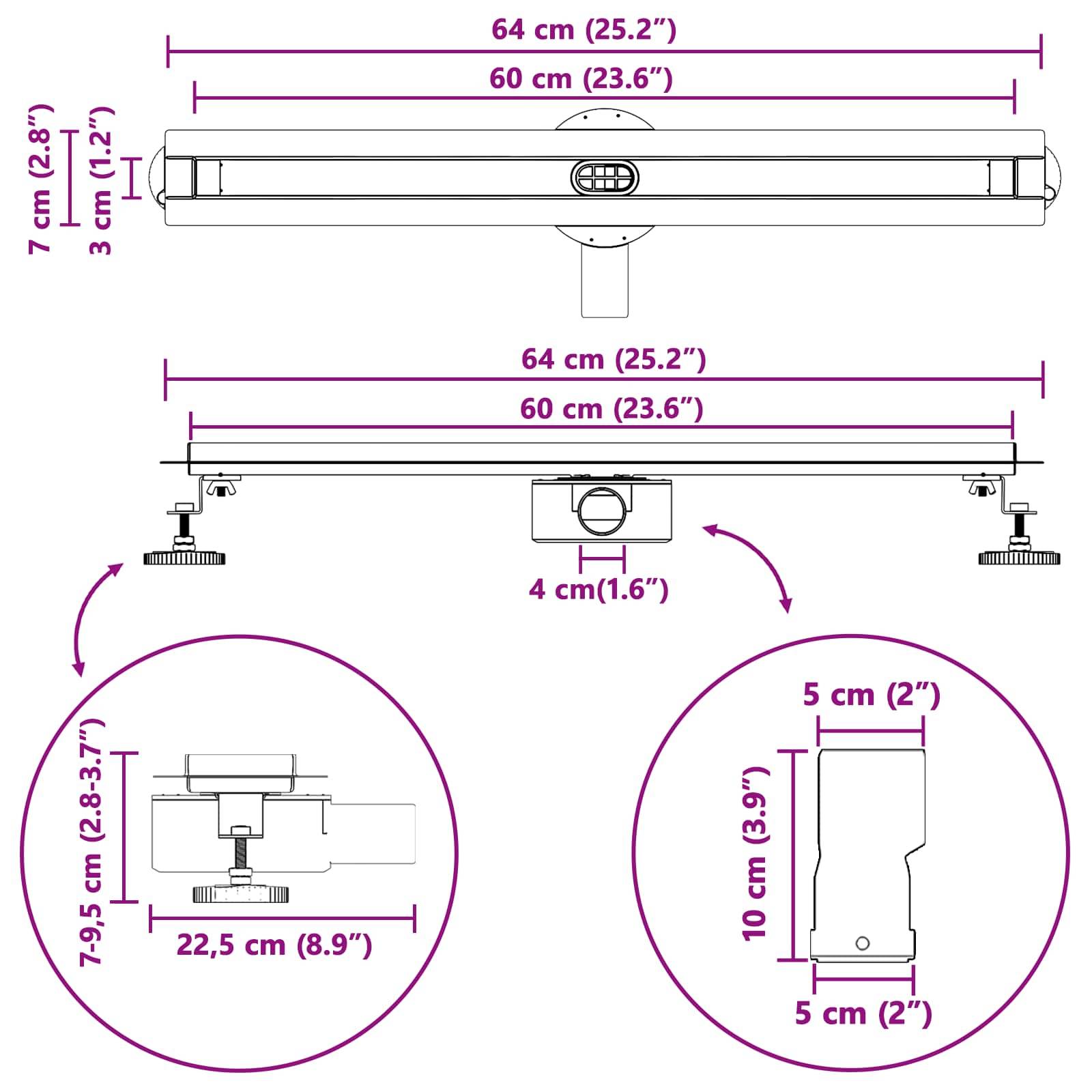 Verstellbare Leuchte, 60 cm (23,6