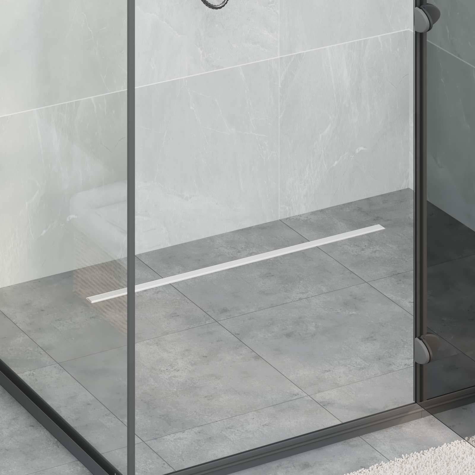 vidaXL 360° Duschablauf mit slim Modell Silber 80 cm Edelstahl 304
