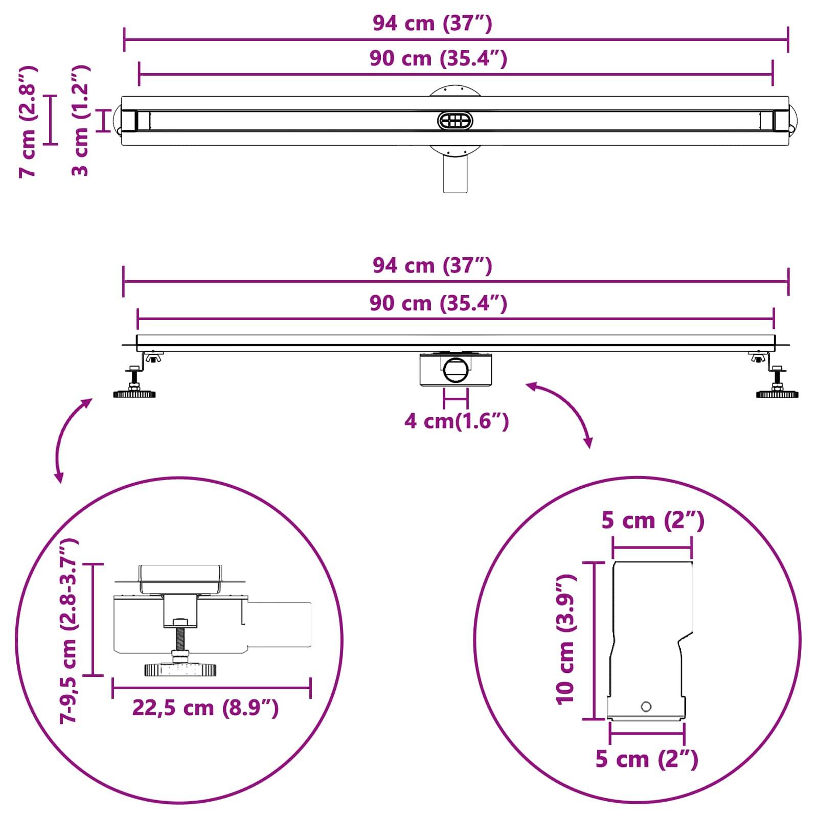 Schreibtischlampe Abmessungen: 94 cm Länge, 4 cm Standhöhe. Basis: 22,5 cm Tiefe, 7-9,5 cm Höhe. Klammer: 5 cm Breite, 10 cm Höhe.