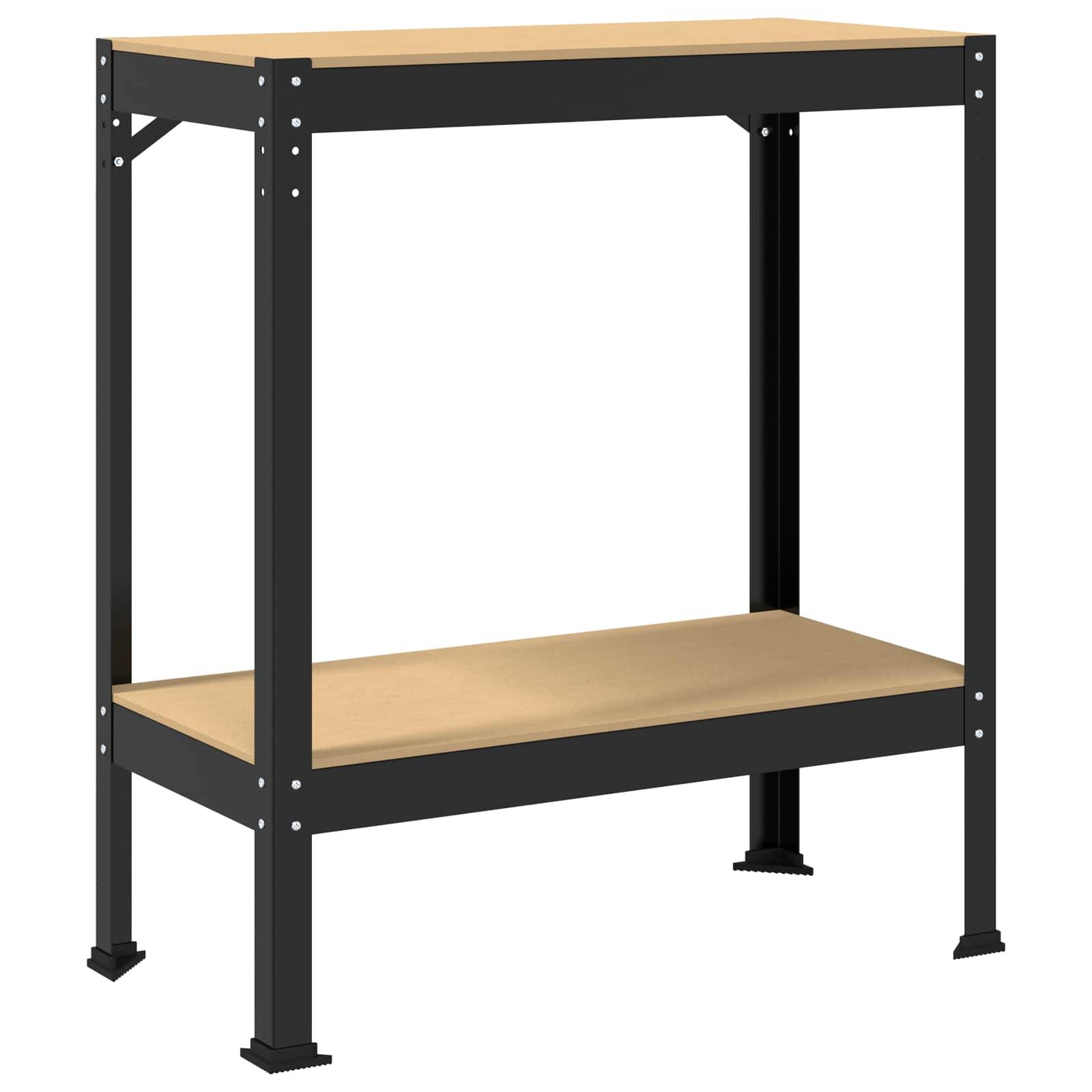 vidaXL Werkbank mit Regal Schwarz 81 x 41 x 91 cm Sperrholz und Metall