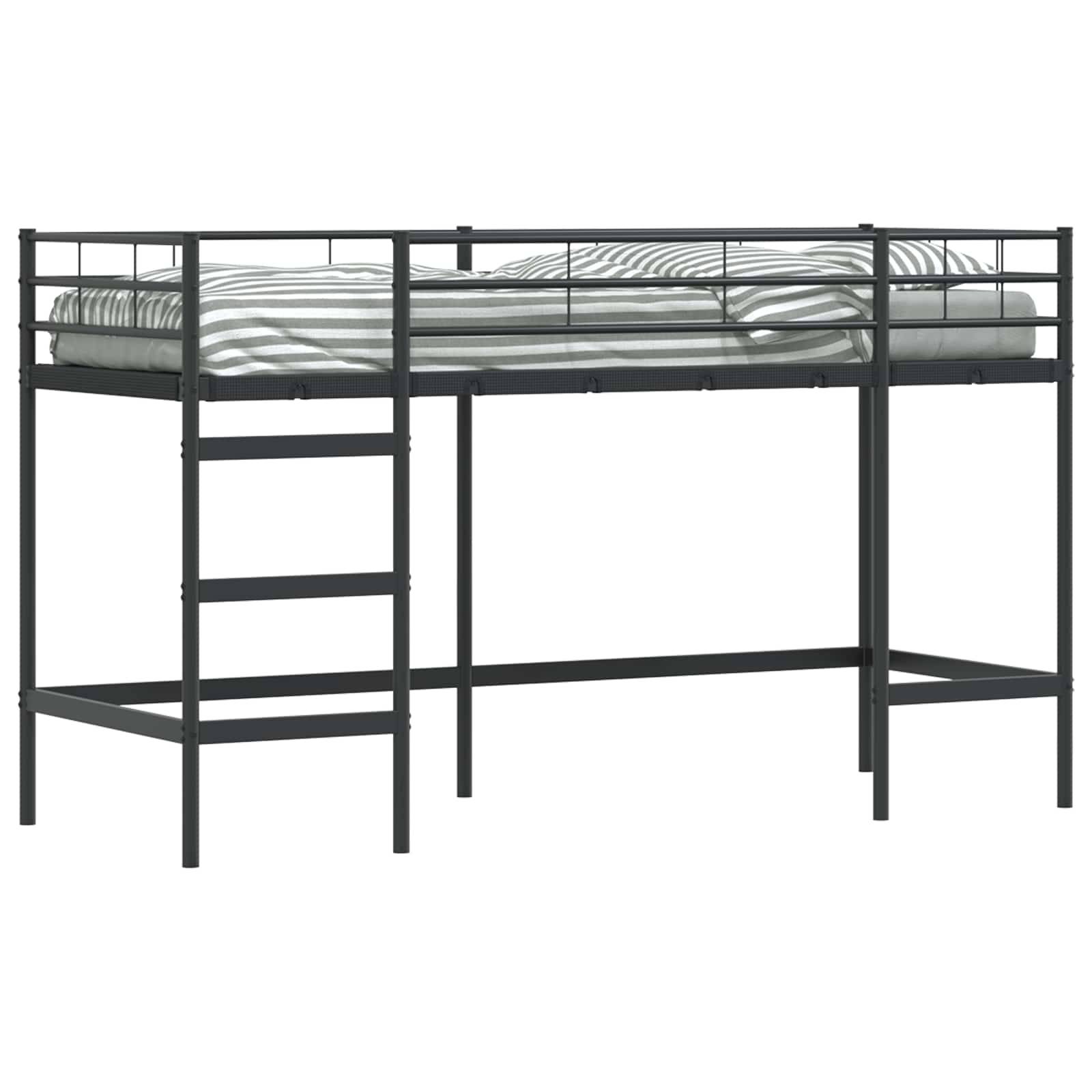 vidaXL Kinderloftbett Uni Schwarz 100 x 190 cm Stahl