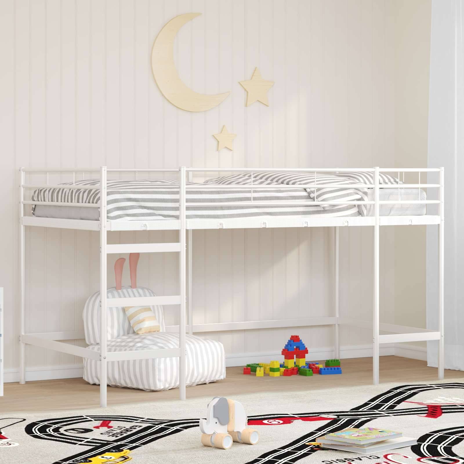 vidaXL Kinderloftbett Uni Weiß 107 x 203 cm Stahl
