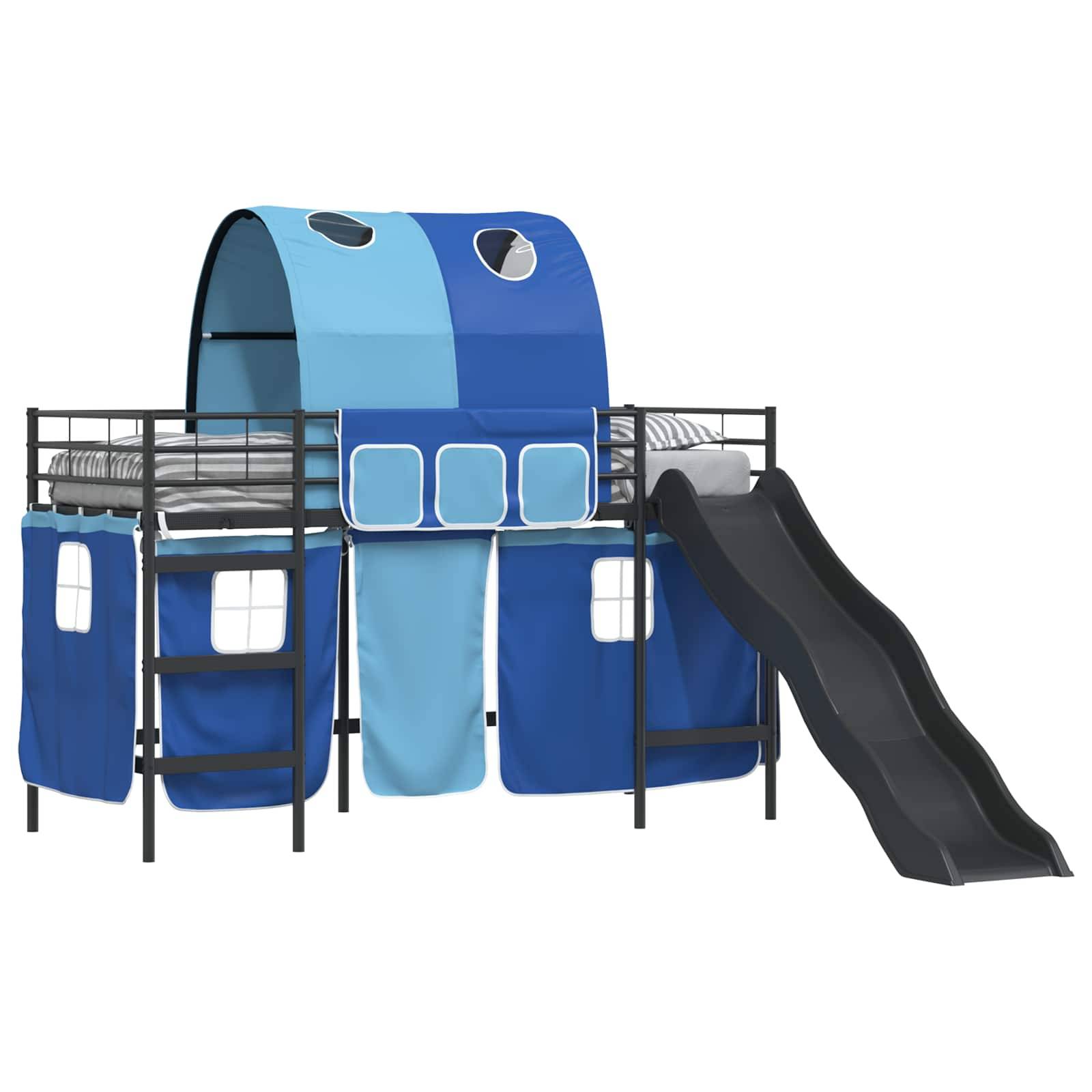 vidaXL Kinder-Etagenbett Schwarz und Blau 75 x 190 cm Metall