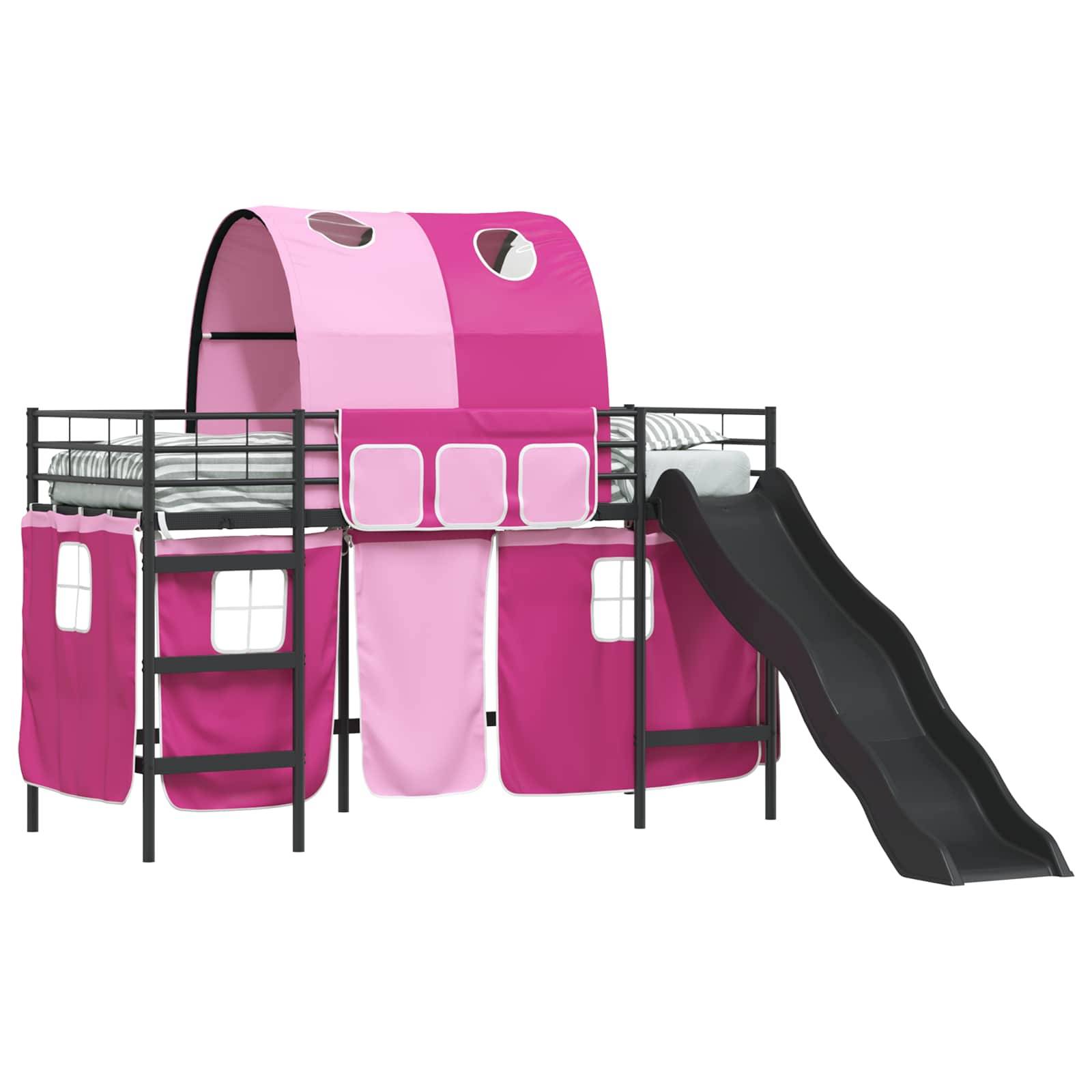 vidaXL Kinder-Etagenbett Schwarz und Pink 100 x 190 cm Metall
