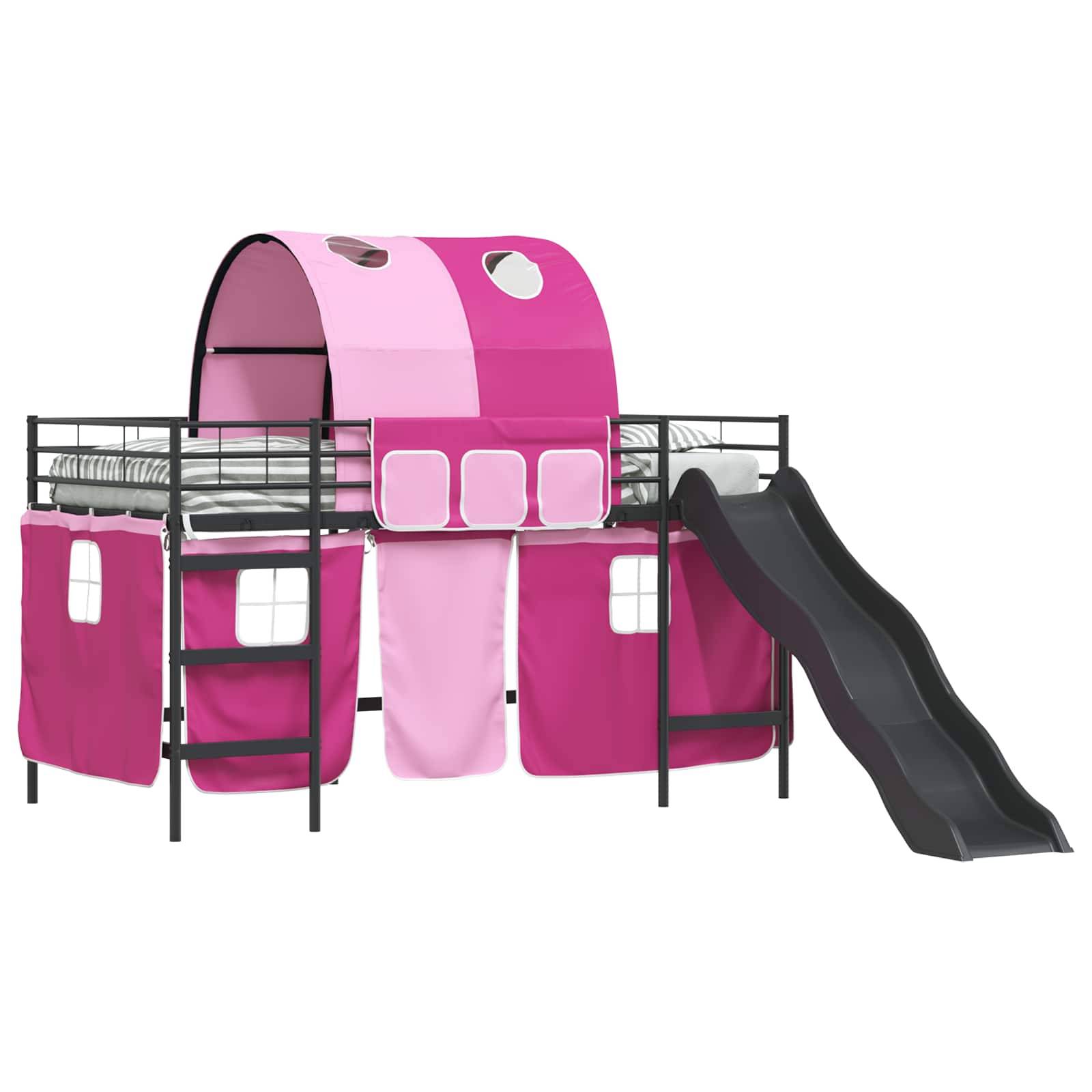 vidaXL Kinder-Etagenbett Schwarz und Pink 100 x 200 cm Metall