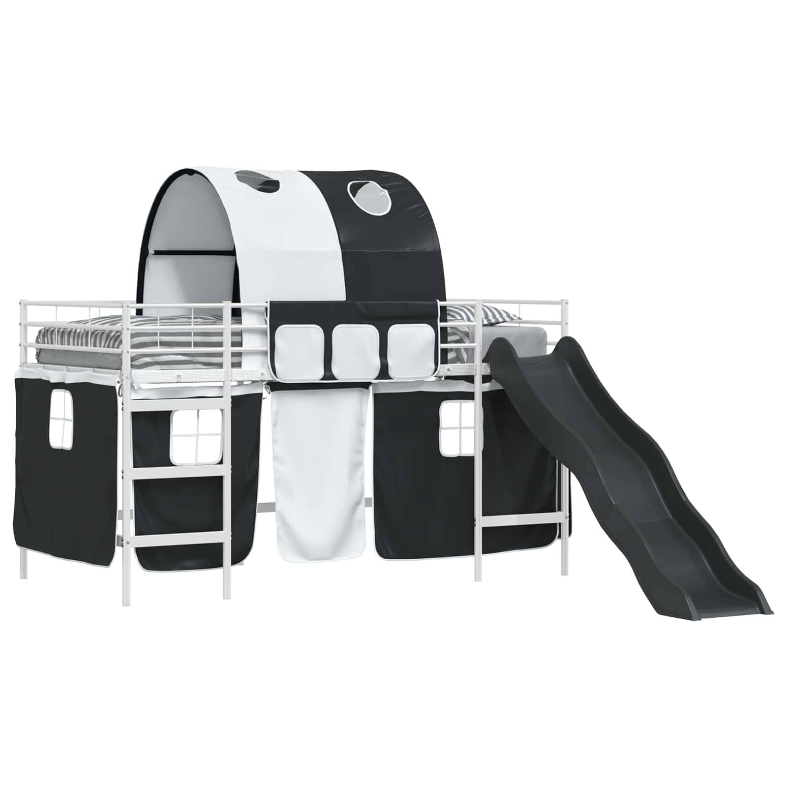 vidaXL Kinder-Etagenbett Uni Weiß und Schwarz 107 x 203 cm Metall