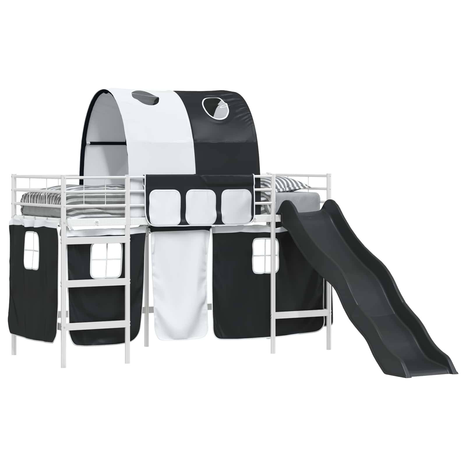 vidaXL Kinder-Etagenbett Weiß und Schwarz 75 x 190 cm Metall