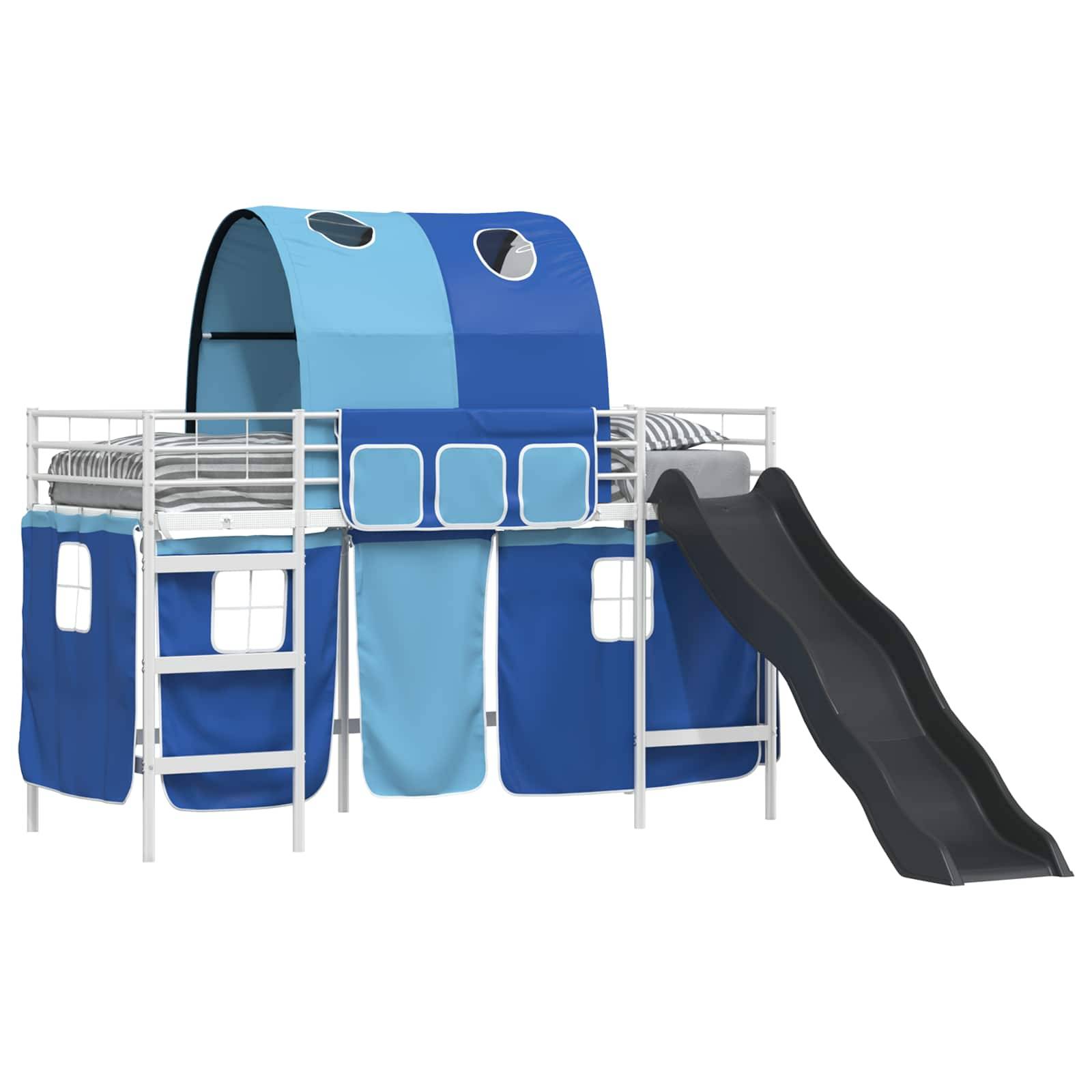 vidaXL Kinder-Etagenbett Weiß und Blau 90 x 190 cm Metall